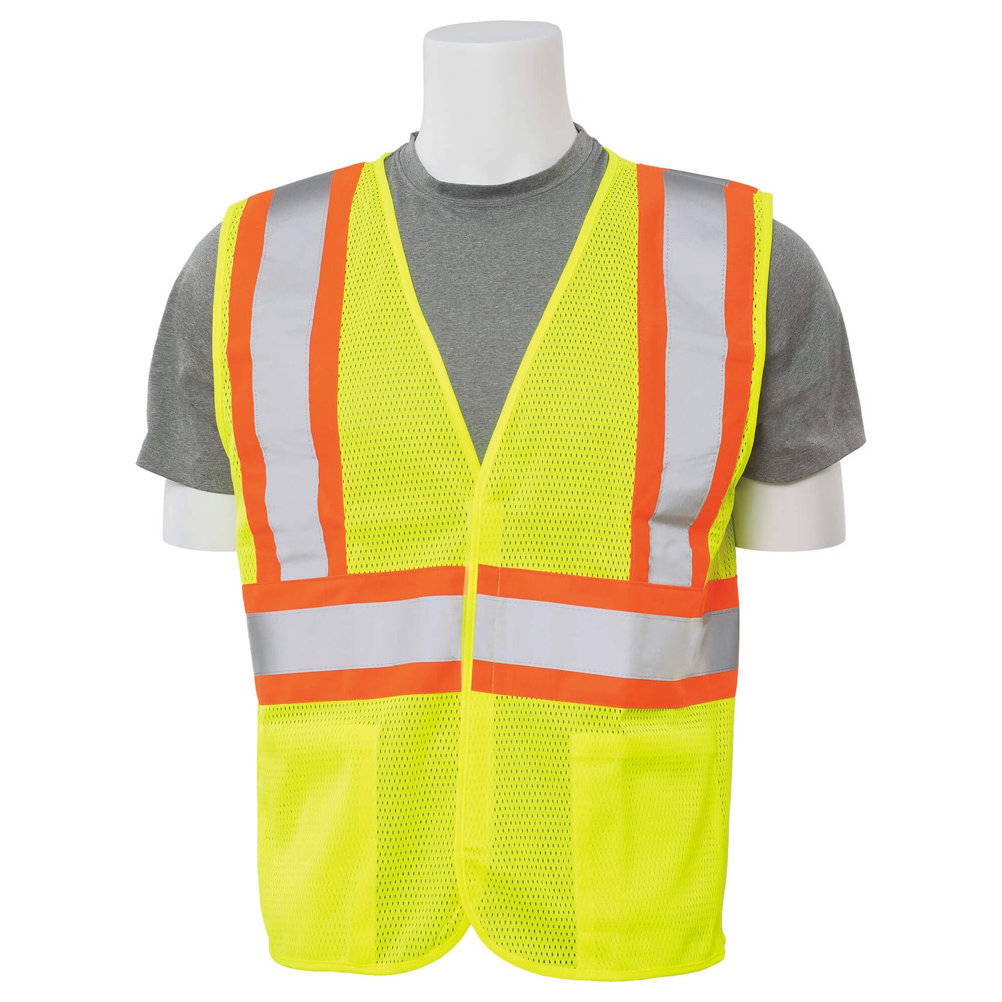 Yellow/Lime Safety Vests - ERB - Two-Tone Mesh Design