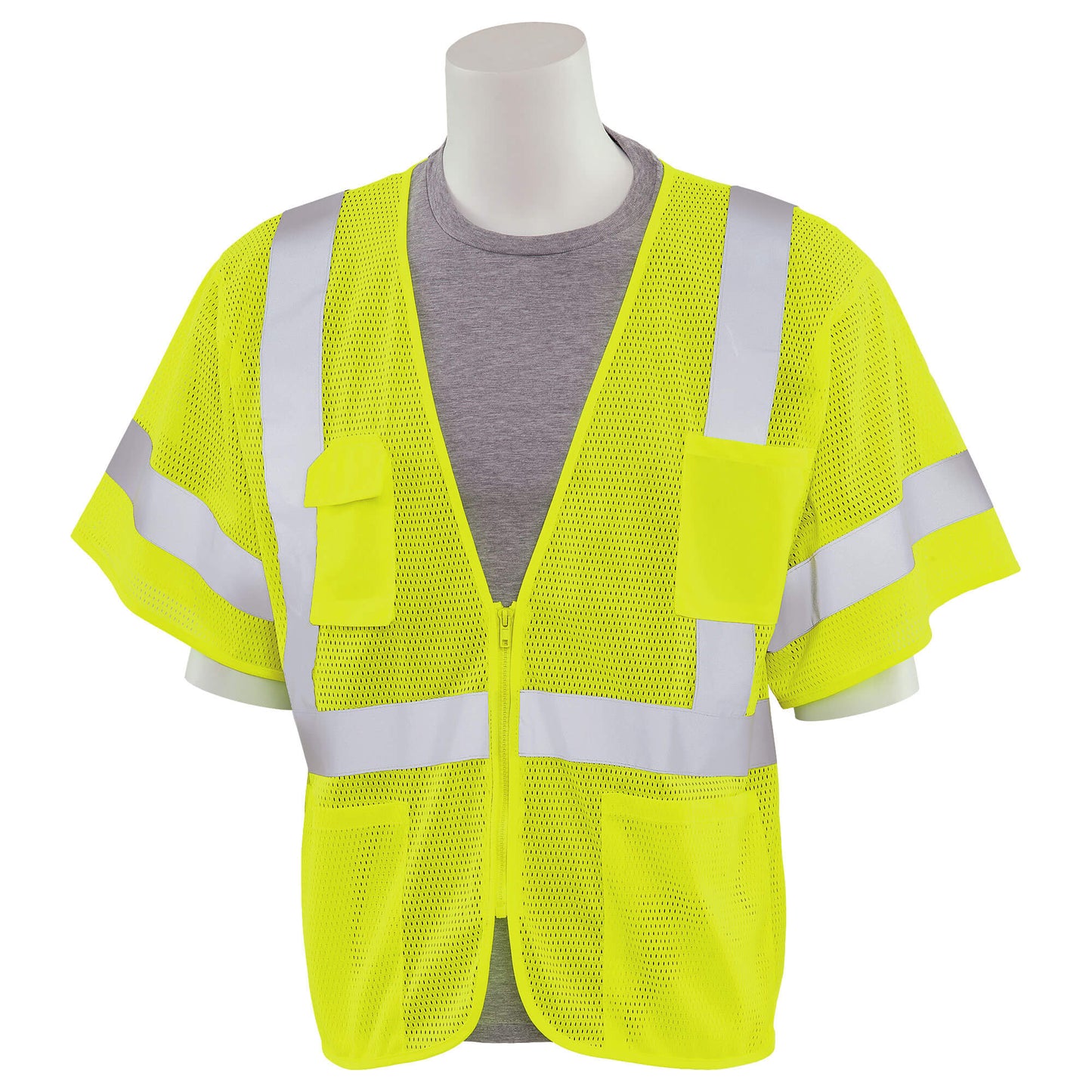 Yellow/Lime Safety Vests - ERB - Mesh with Zipper