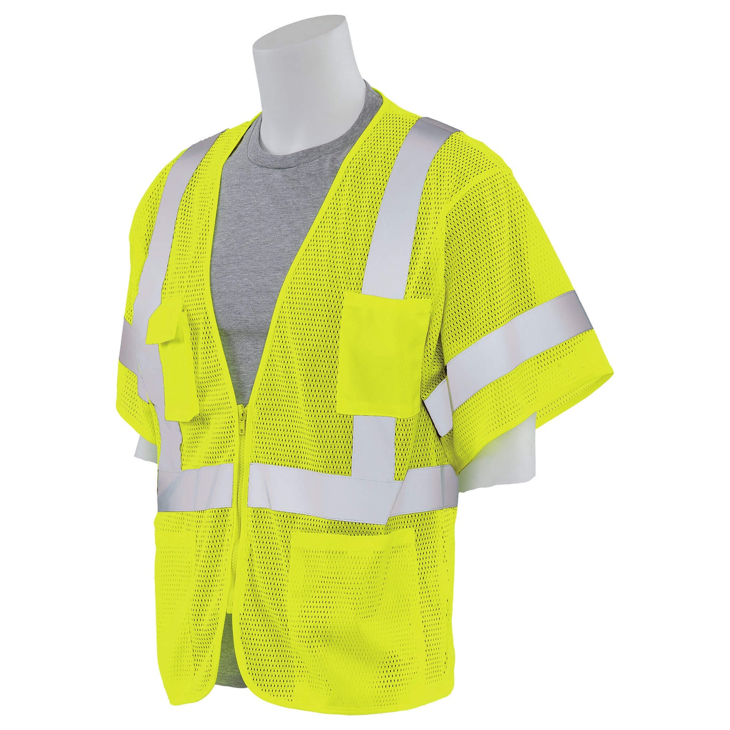 Yellow/Lime Safety Vests - ERB - Mesh with Zipper
