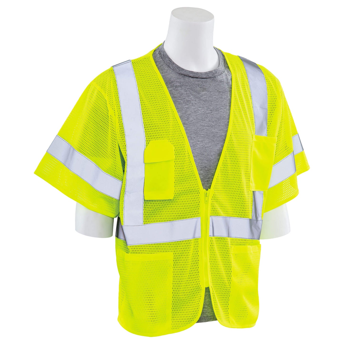 Yellow/Lime Safety Vests - ERB - Mesh with Zipper