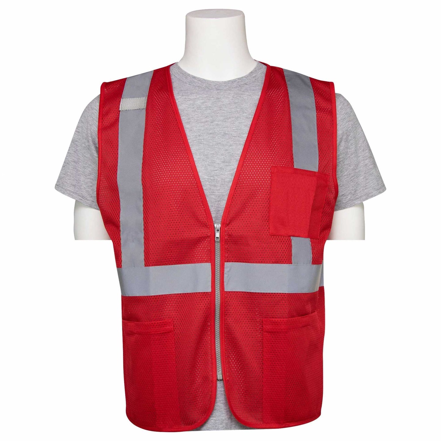 Red Safety Vests - ERB - Reflective Mesh Design
