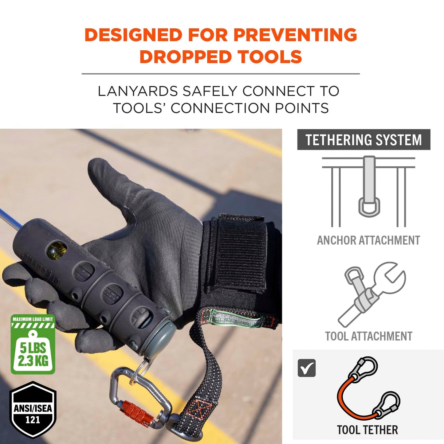 Carabiner Anchor Tool Holders - Ergodyne - Durable Lanyard