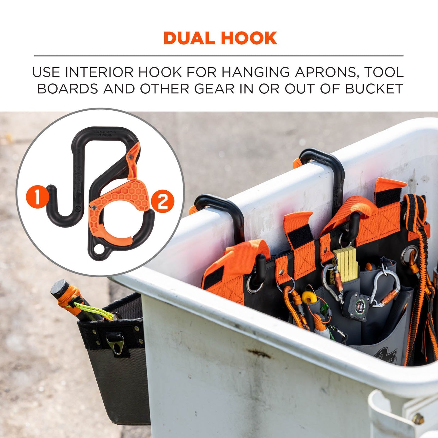 Black/Orange Bucket Hooks - Ergodyne - Heavy-Duty Design