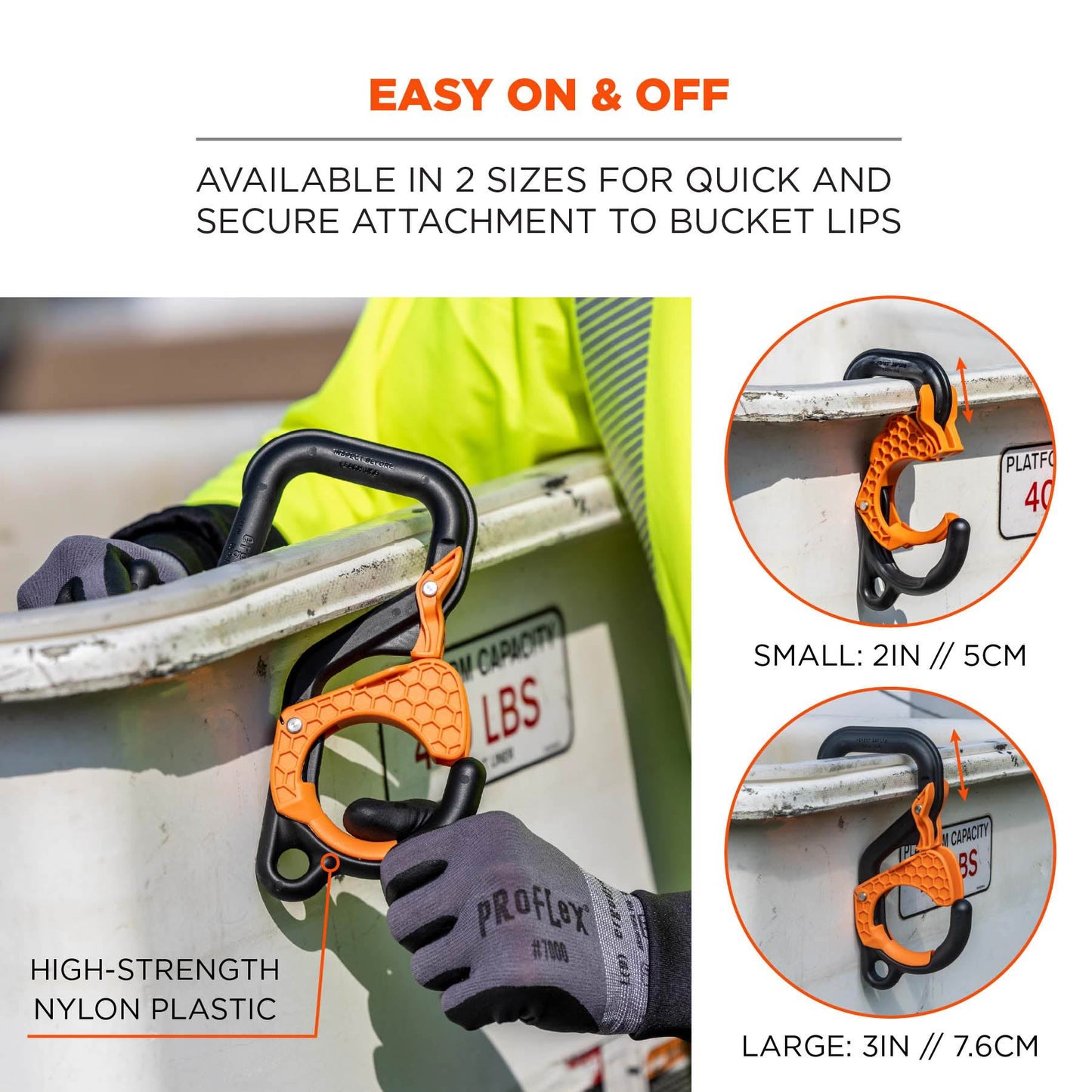 Black/Orange Bucket Hooks - Ergodyne - Heavy-Duty Design