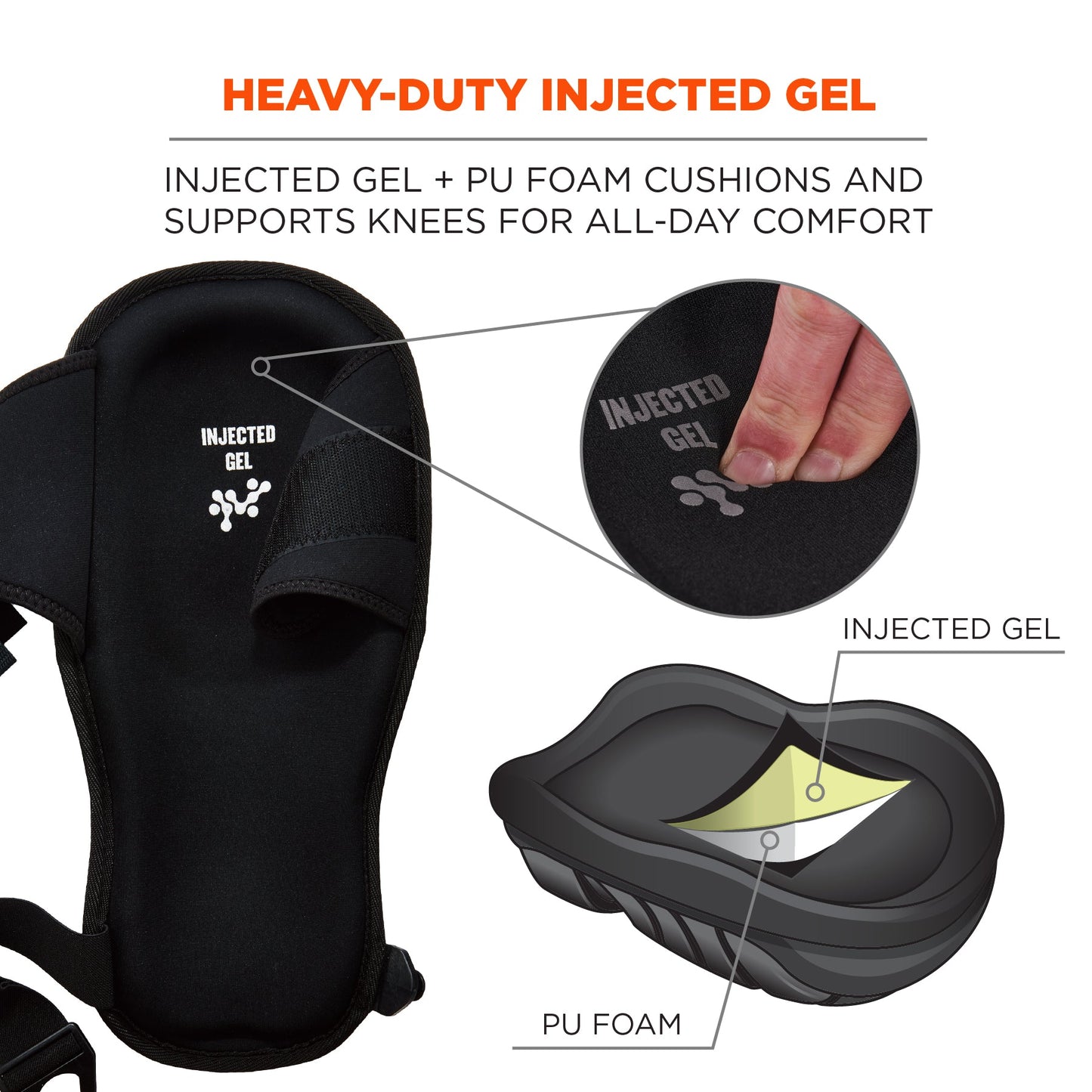 Black Knee Pads - Ergodyne - Extra Long Gel Comfort