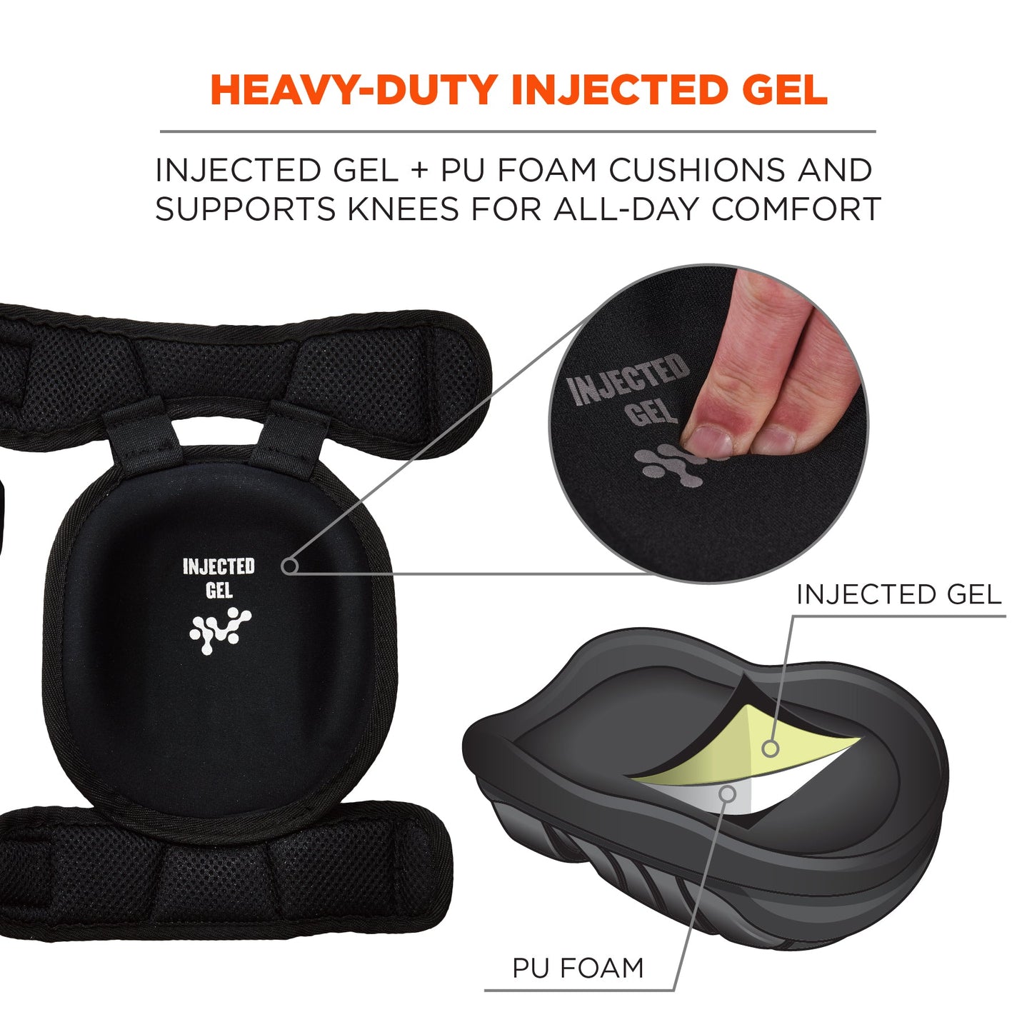Black Knee Pads - Ergodyne - Injected Gel Comfort
