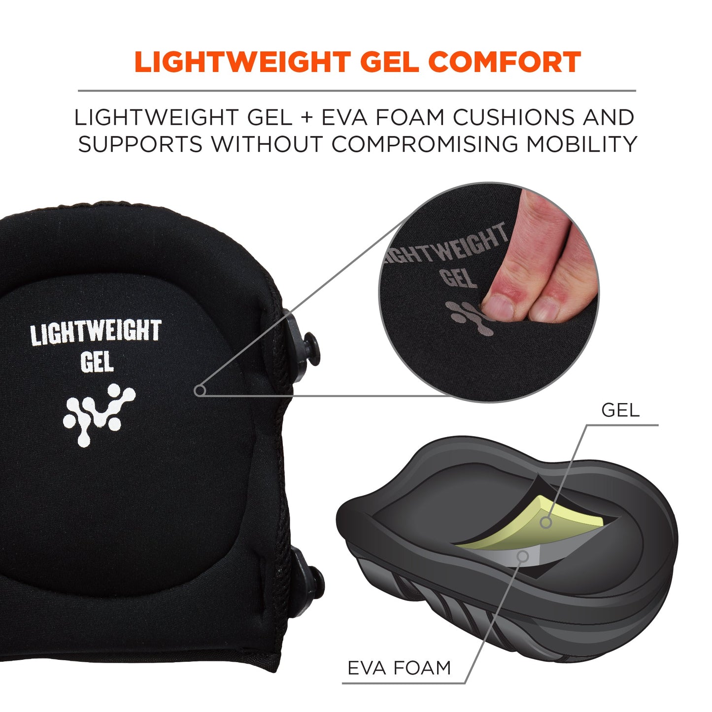 Black Knee Pads - Ergodyne - Lightweight Gel Comfort