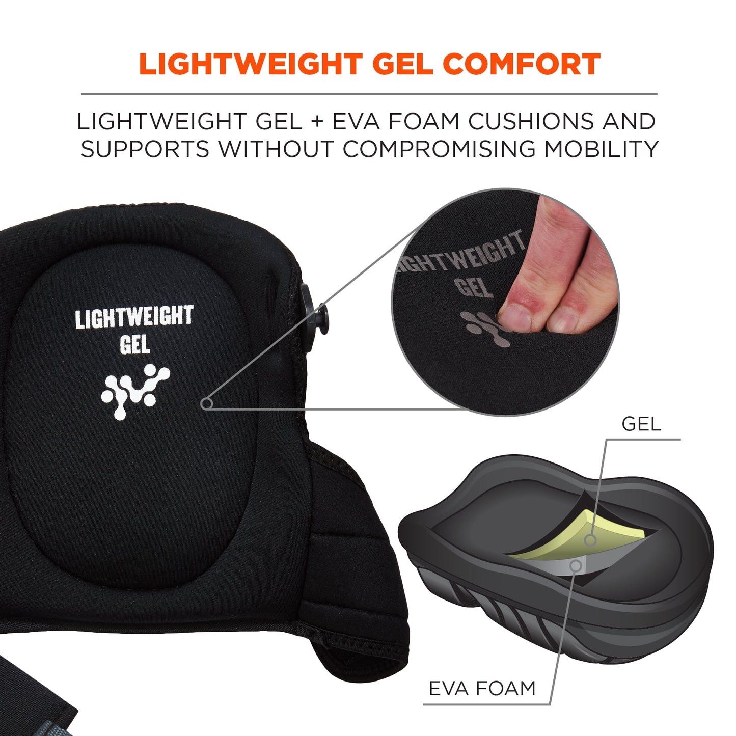 Black Knee Pads - Ergodyne - Lightweight Gel Comfort