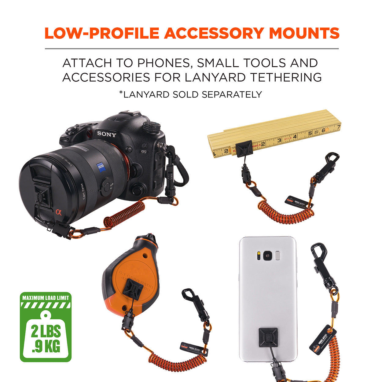 Black Tools | Ergodyne | Mini Adhesive Mount - Ergodyne - Durable Adhesive