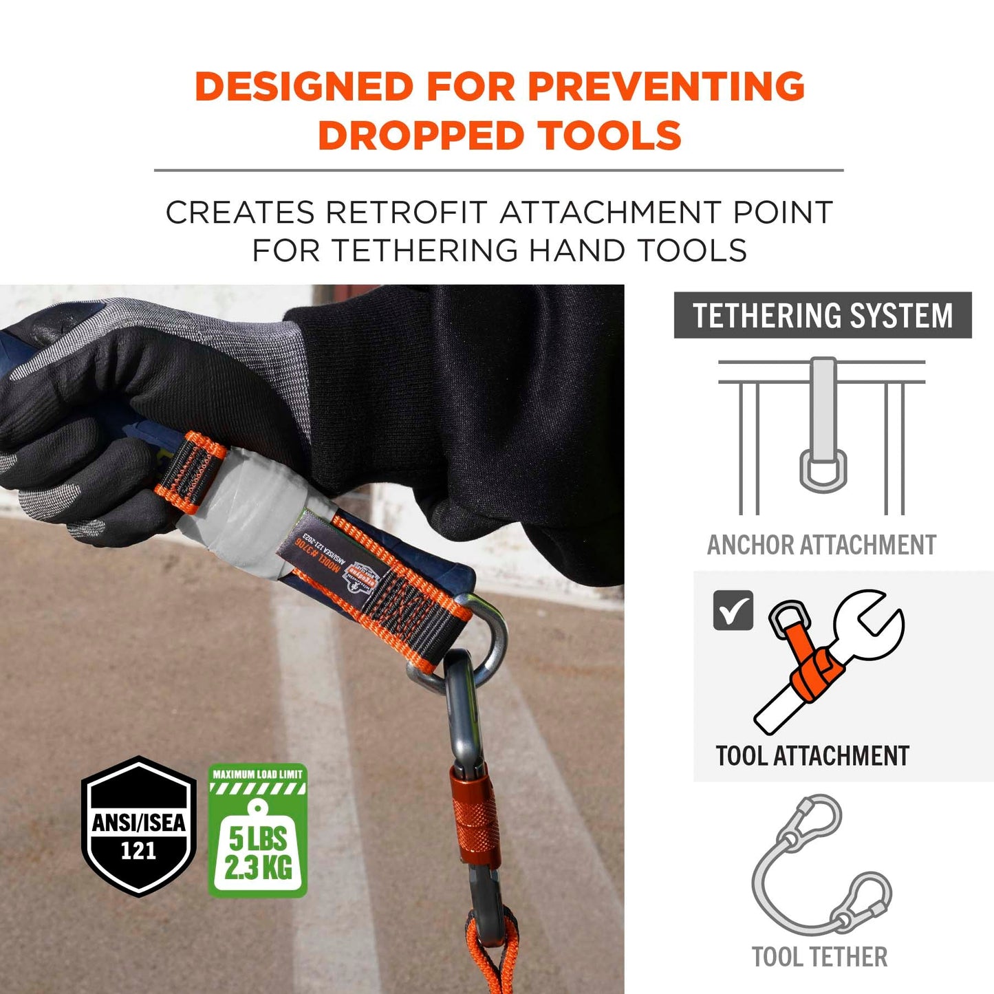 5lbs/2.3kg Tools - Ergodyne - Durable Tool Tether - Secure Attachments