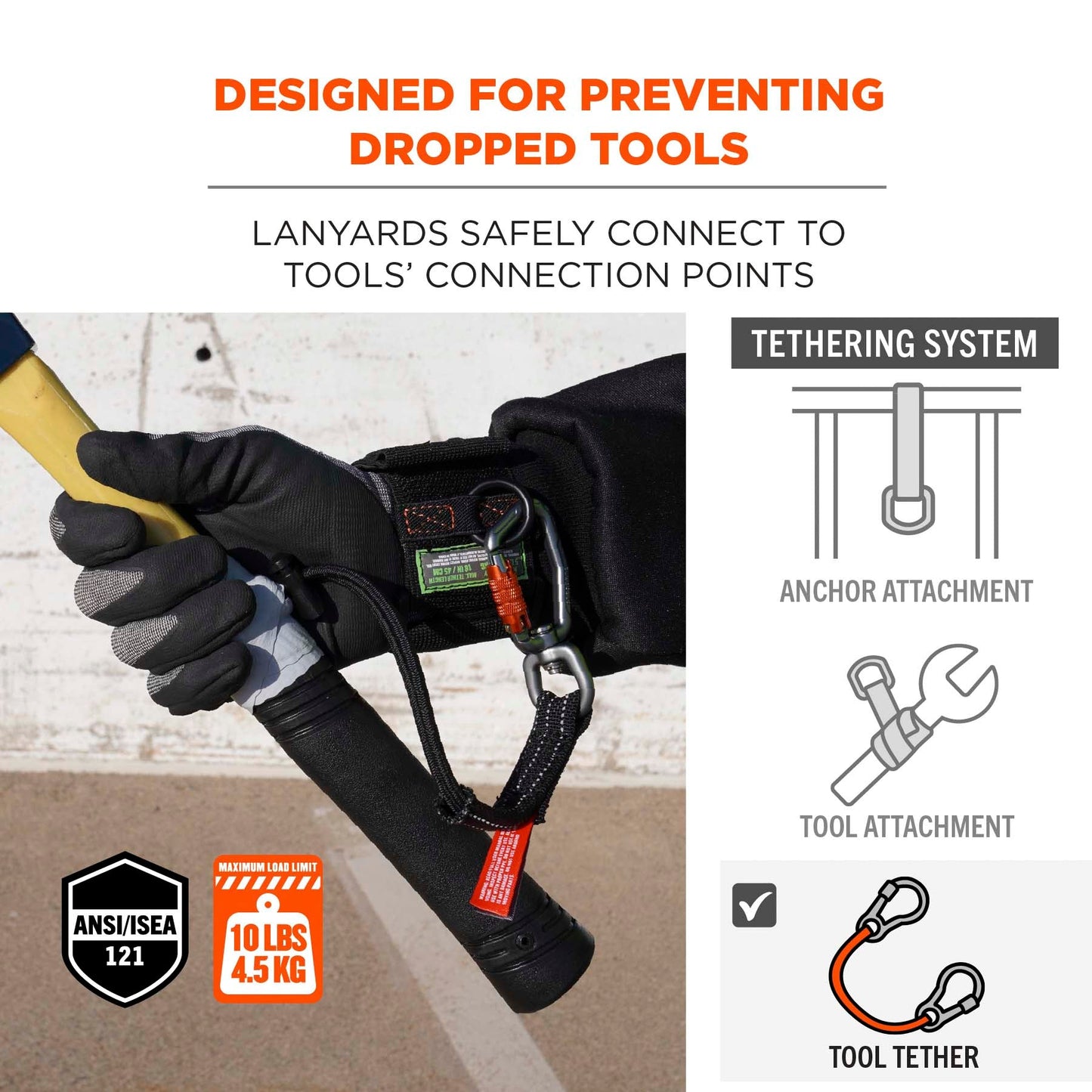 with Carabiner and Cinch Loop Lanyards - Ergodyne - Elastic Tool