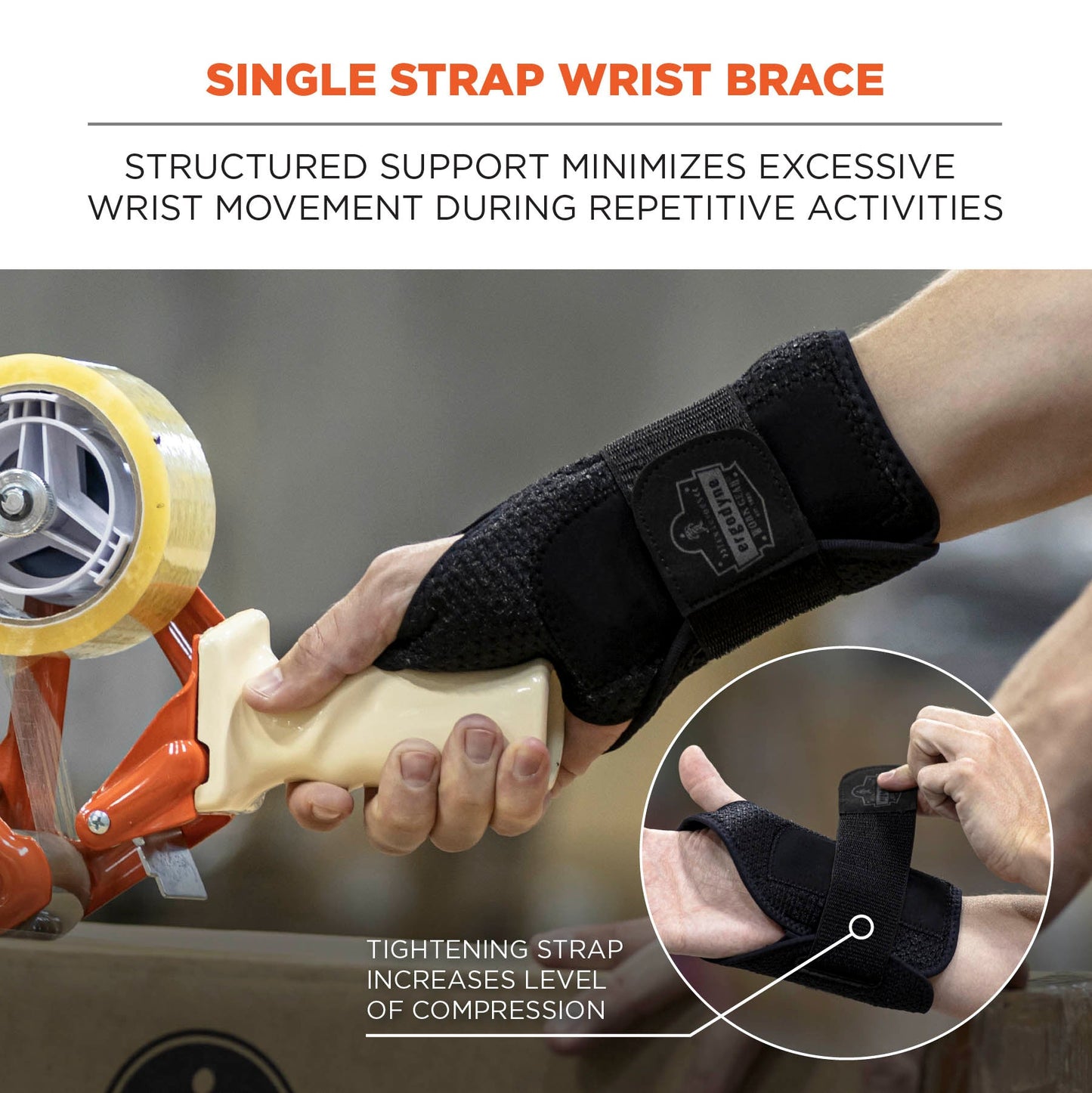 Black Wrist Support - Ergodyne - Comfortable Brace