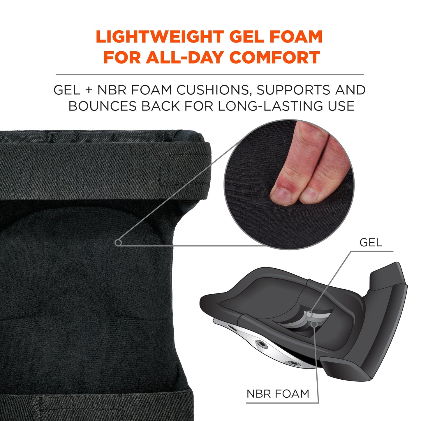 Black Knee Pads - Ergodyne - Comfort Hinged Design