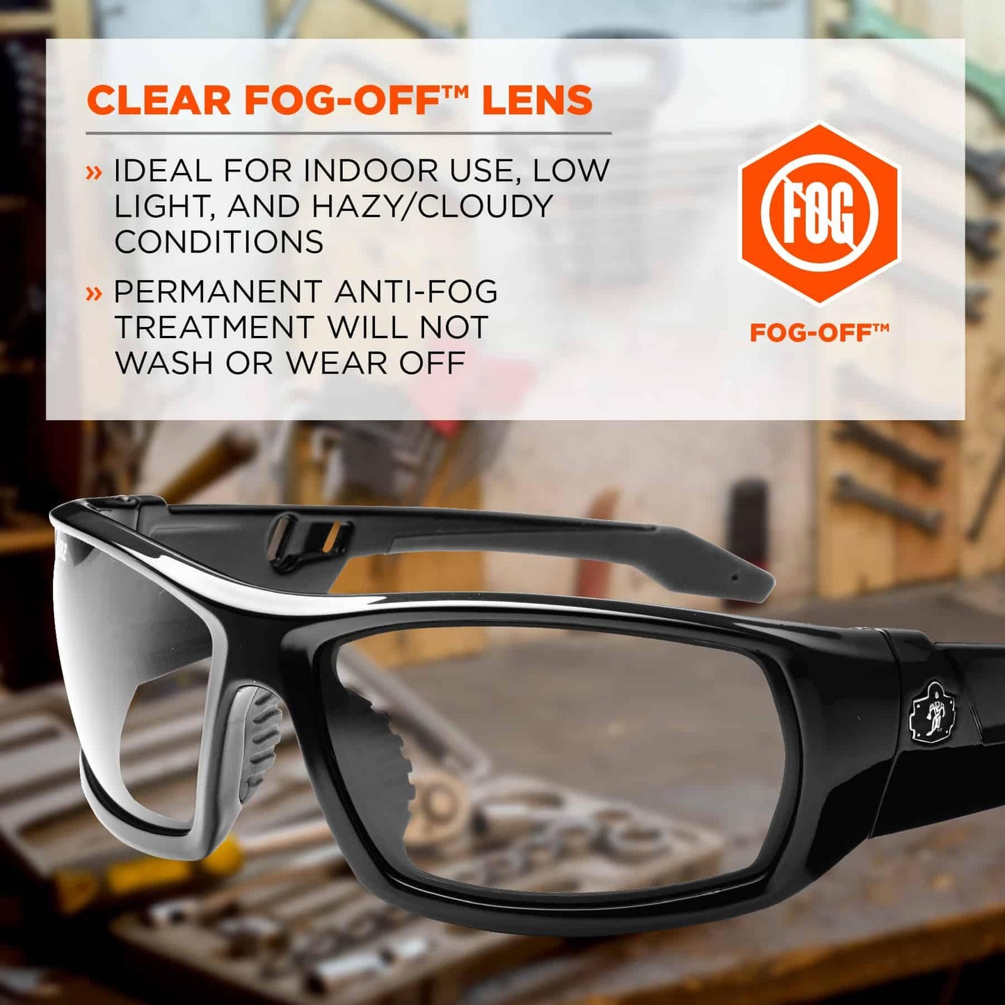 Clear Lens Glasses - Ergodyne - Durable Black Frame - Safety