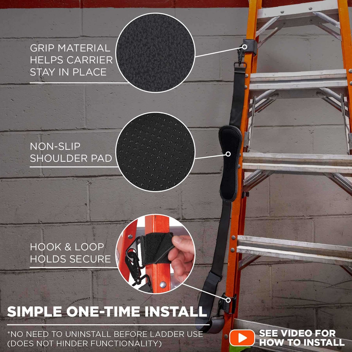 Black Tools | Ergodyne | Ladder Lifting Strap - Ergodyne - Adjustable Comfort