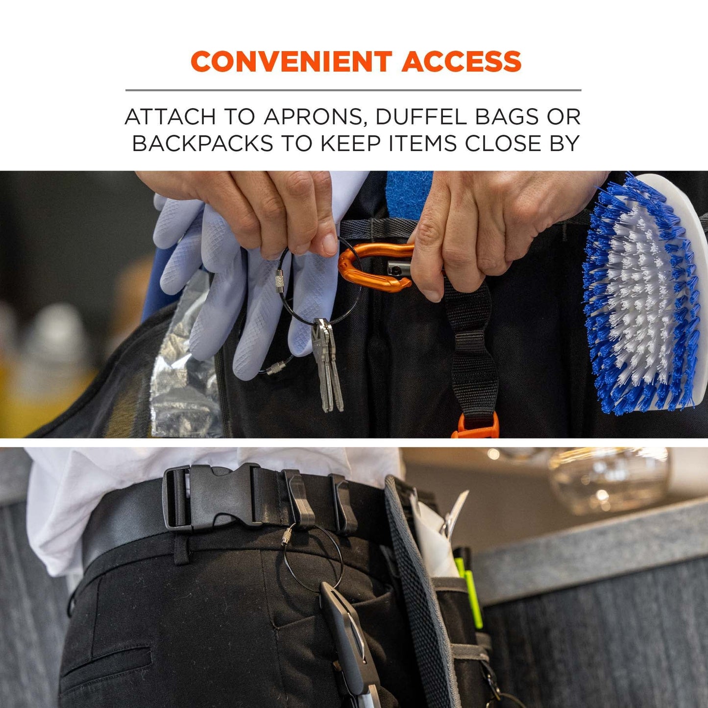 Black Tools | Ergodyne | Wire Cable Key Rings - Durable - Reliable