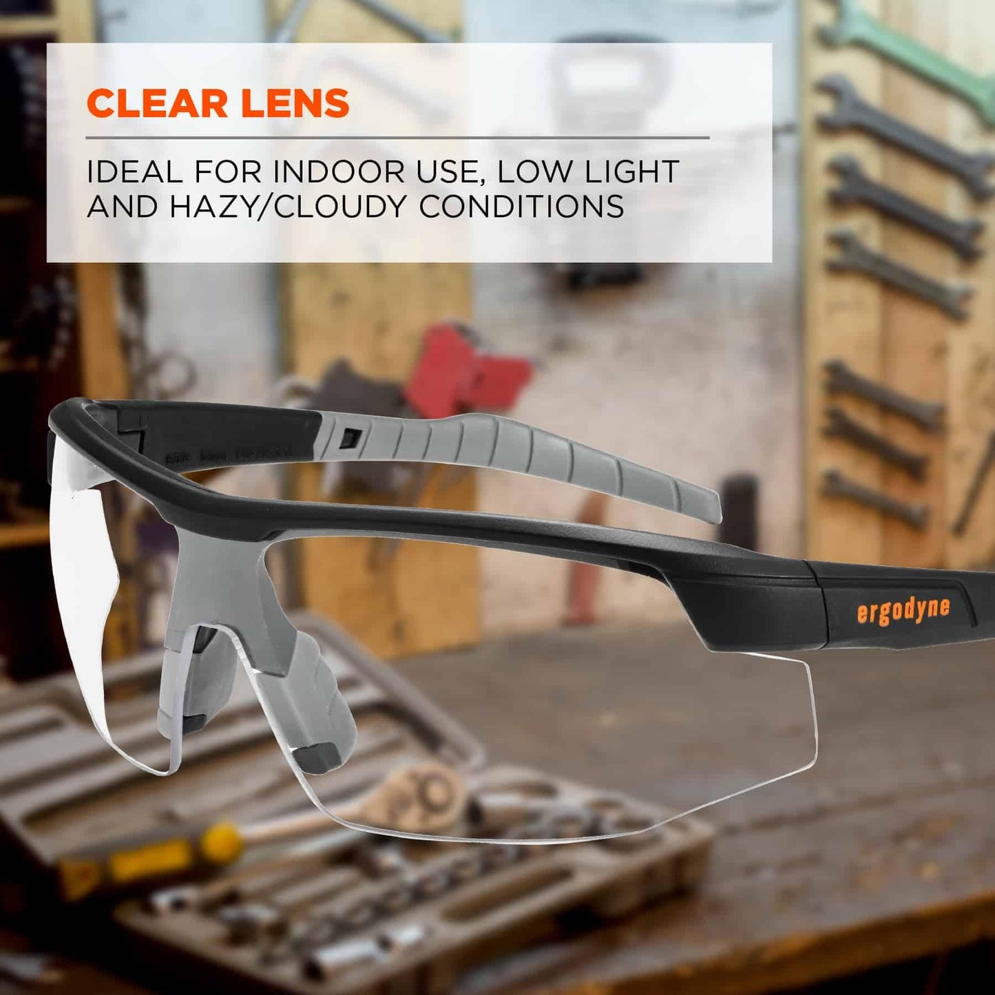 Clear Lens Glasses - Ergodyne - Safety Matte Black Frame