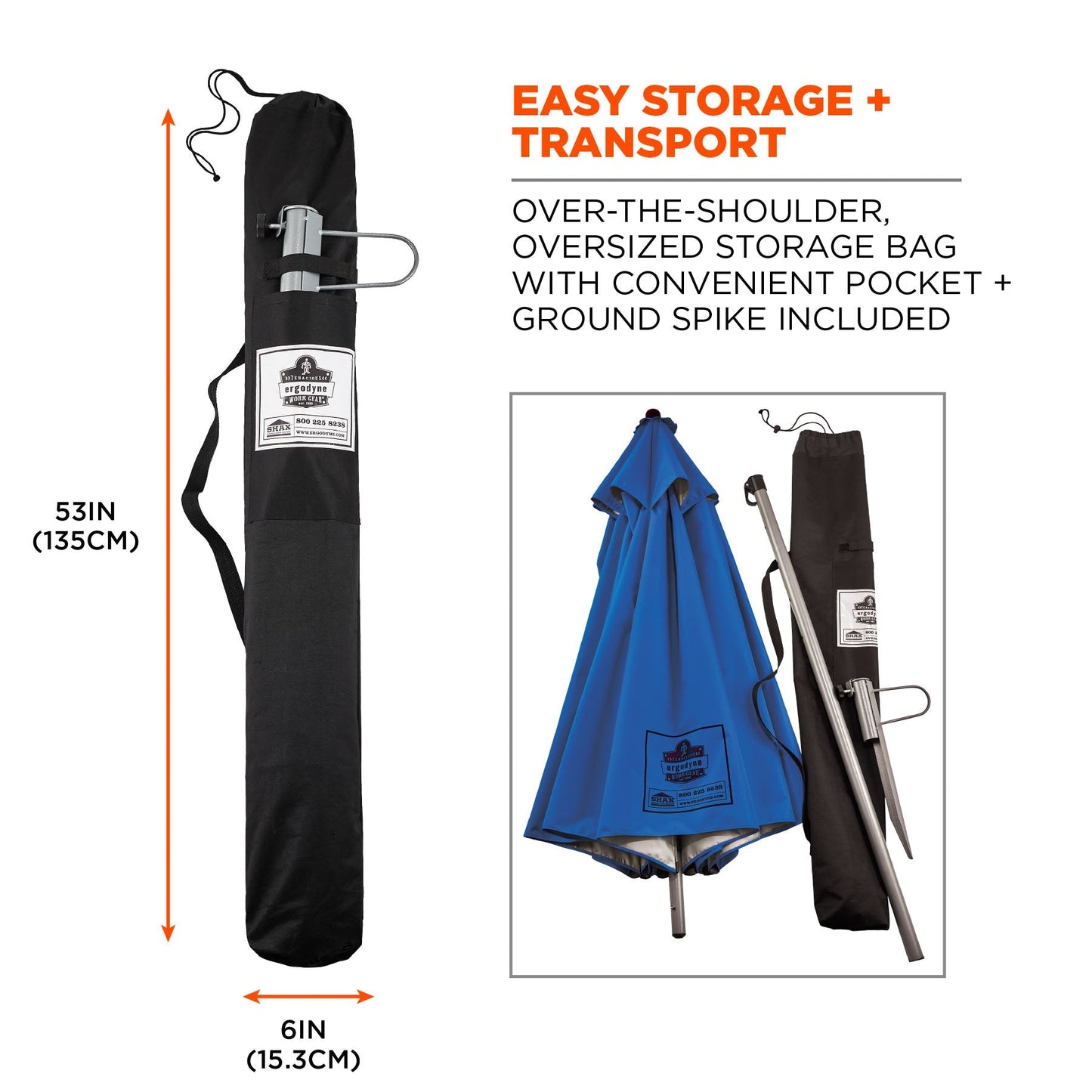 Blue Work Umbrella - Ergodyne - Lightweight Canopy