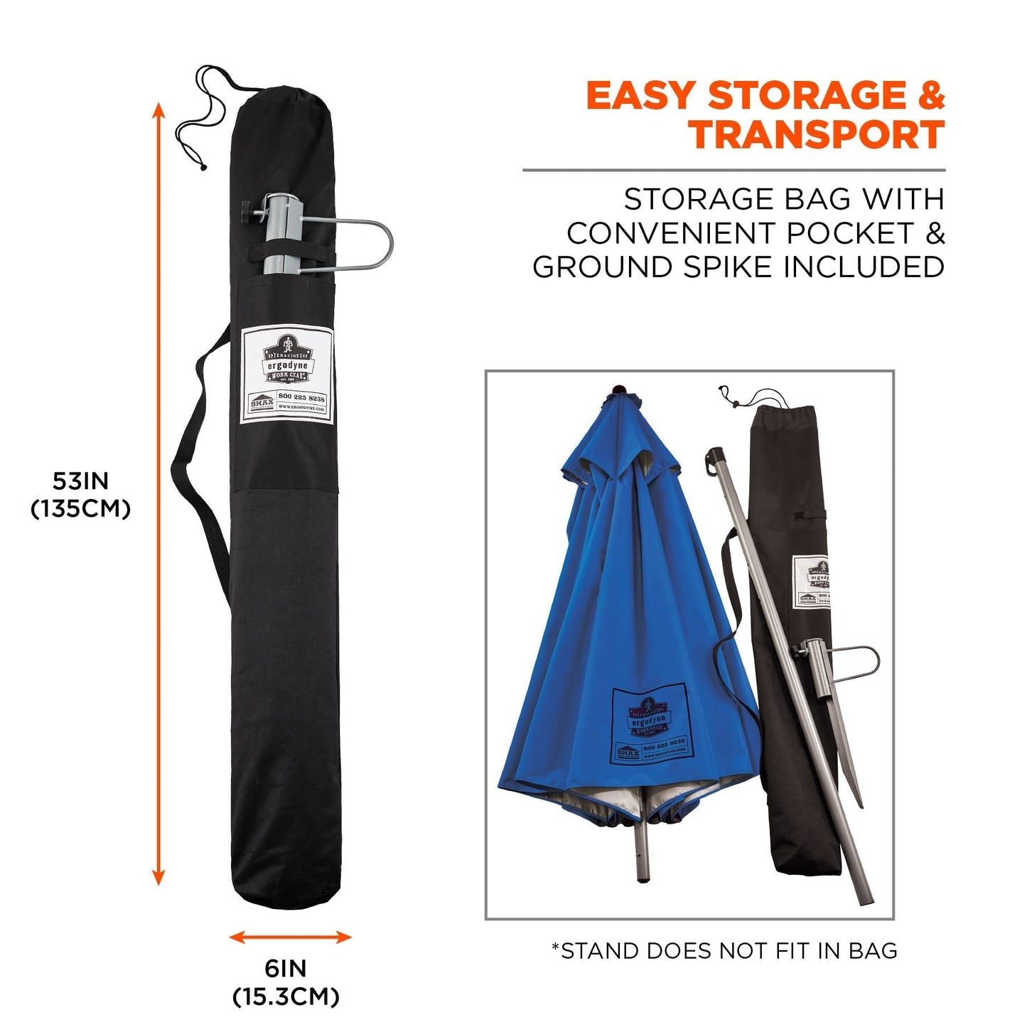 Blue Work Umbrella - Ergodyne - Lightweight Canopy