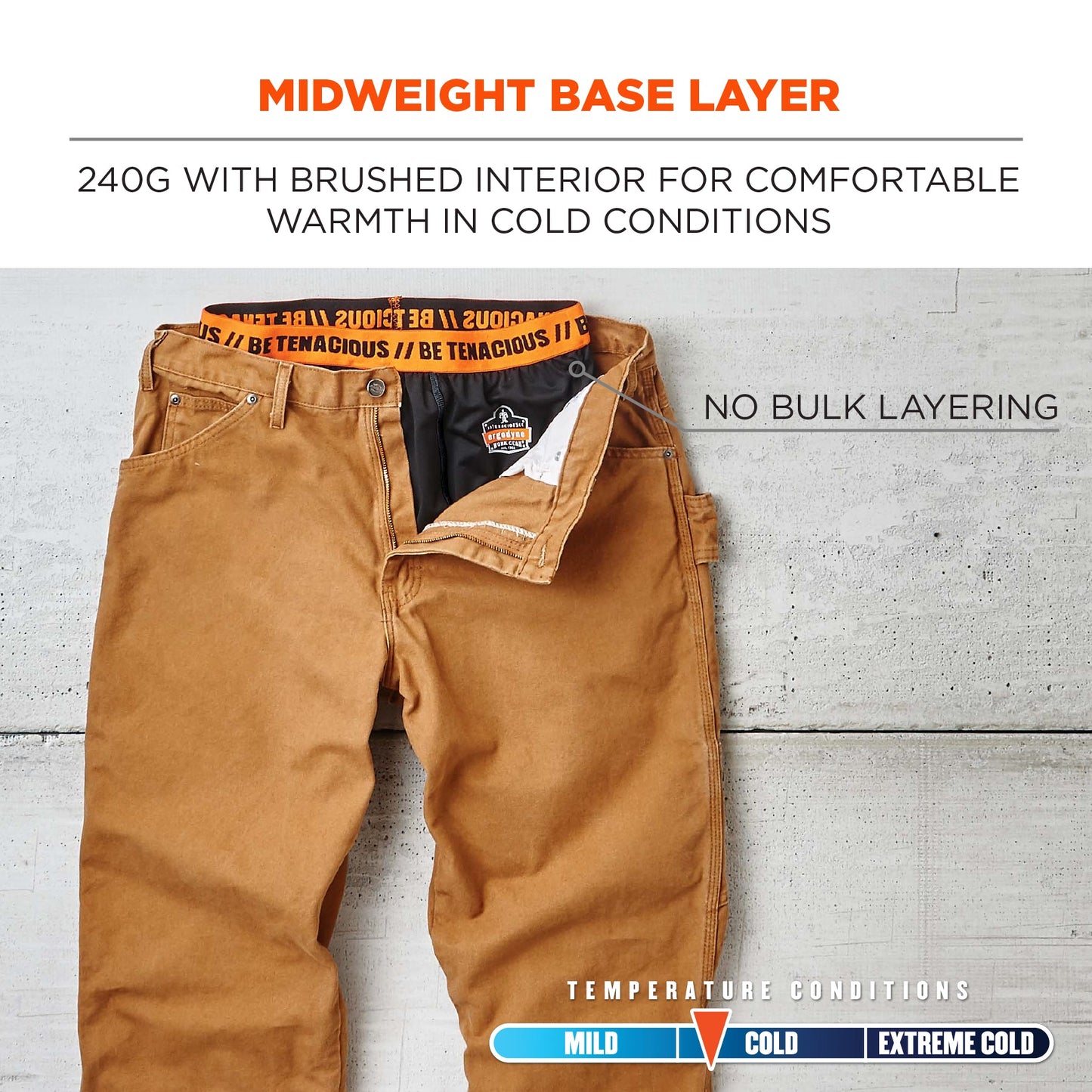 Black Thermal Bottoms - Ergodyne - Moisture Wicking