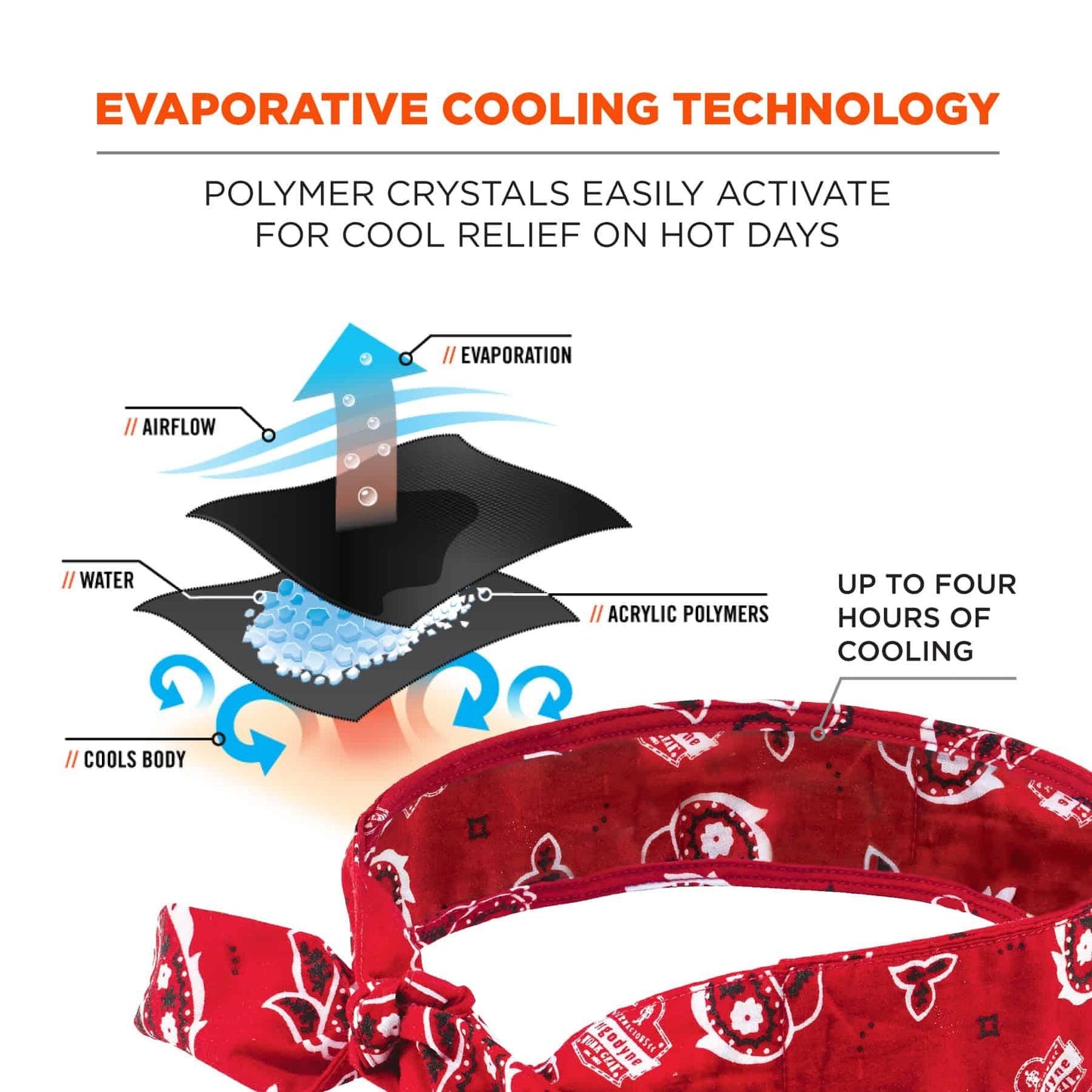 Black Bandanas - Ergodyne - Evaporative Cooling Design