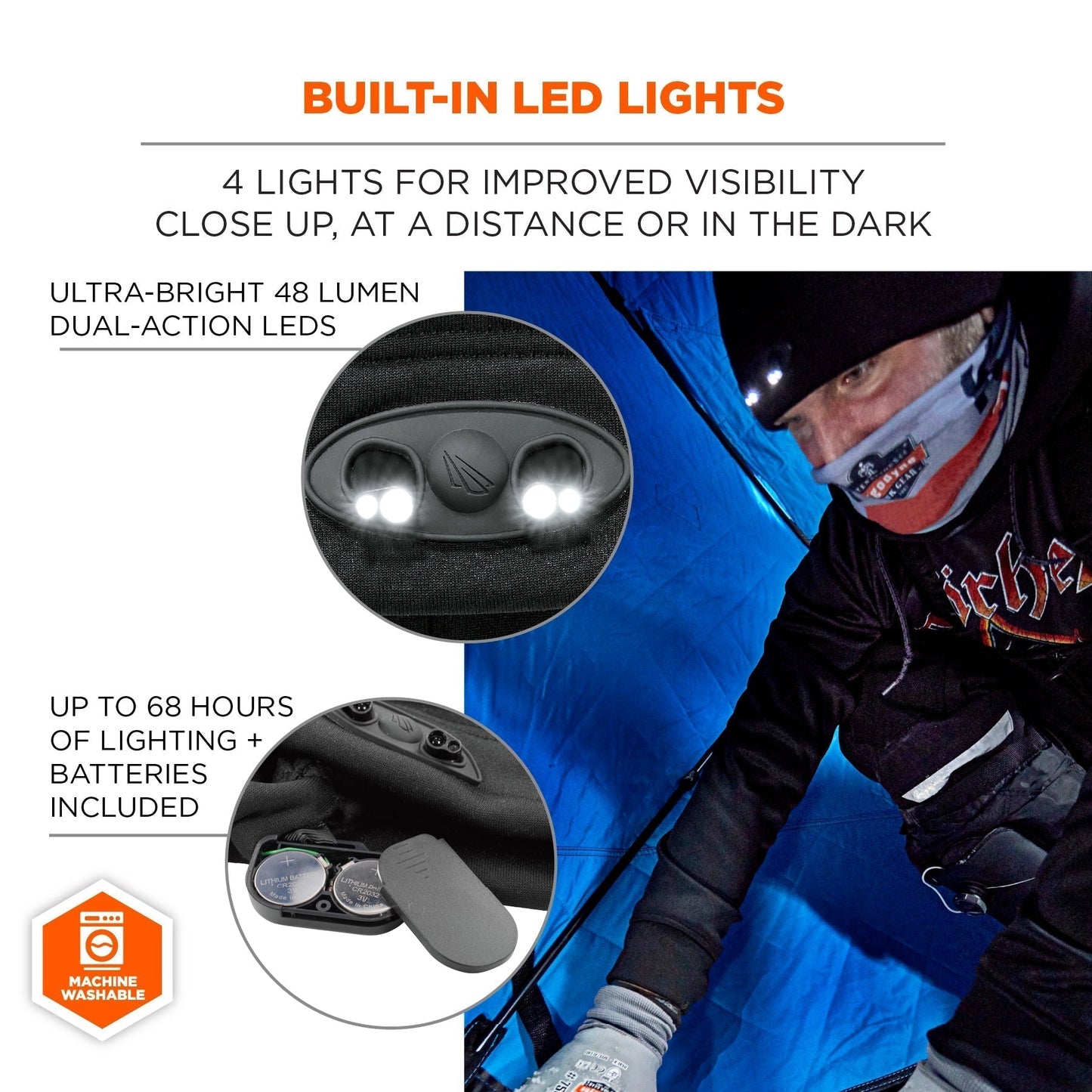Black Beanies - Ergodyne - Fleece Hat With Led Lights