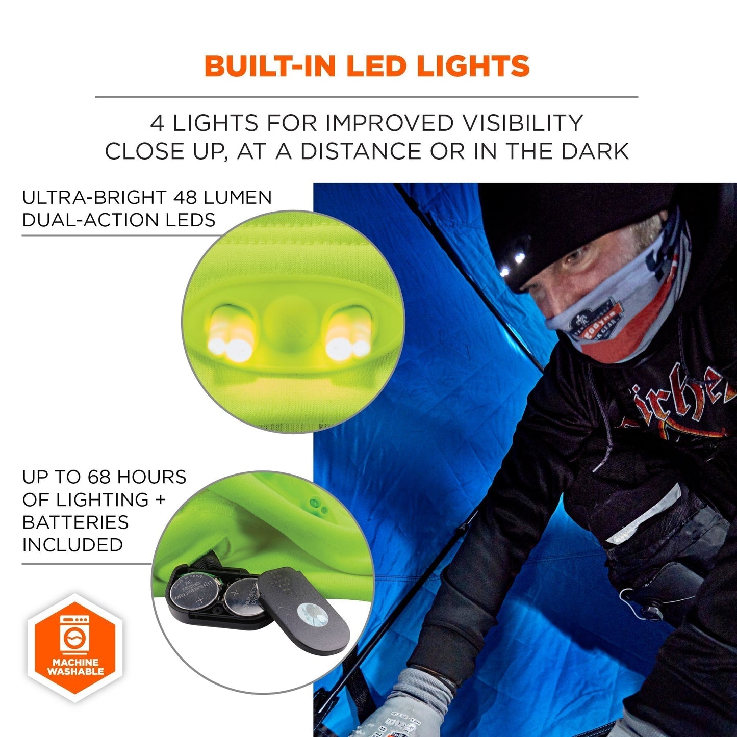 Black Beanies - Ergodyne - Fleece Hat With Led Lights