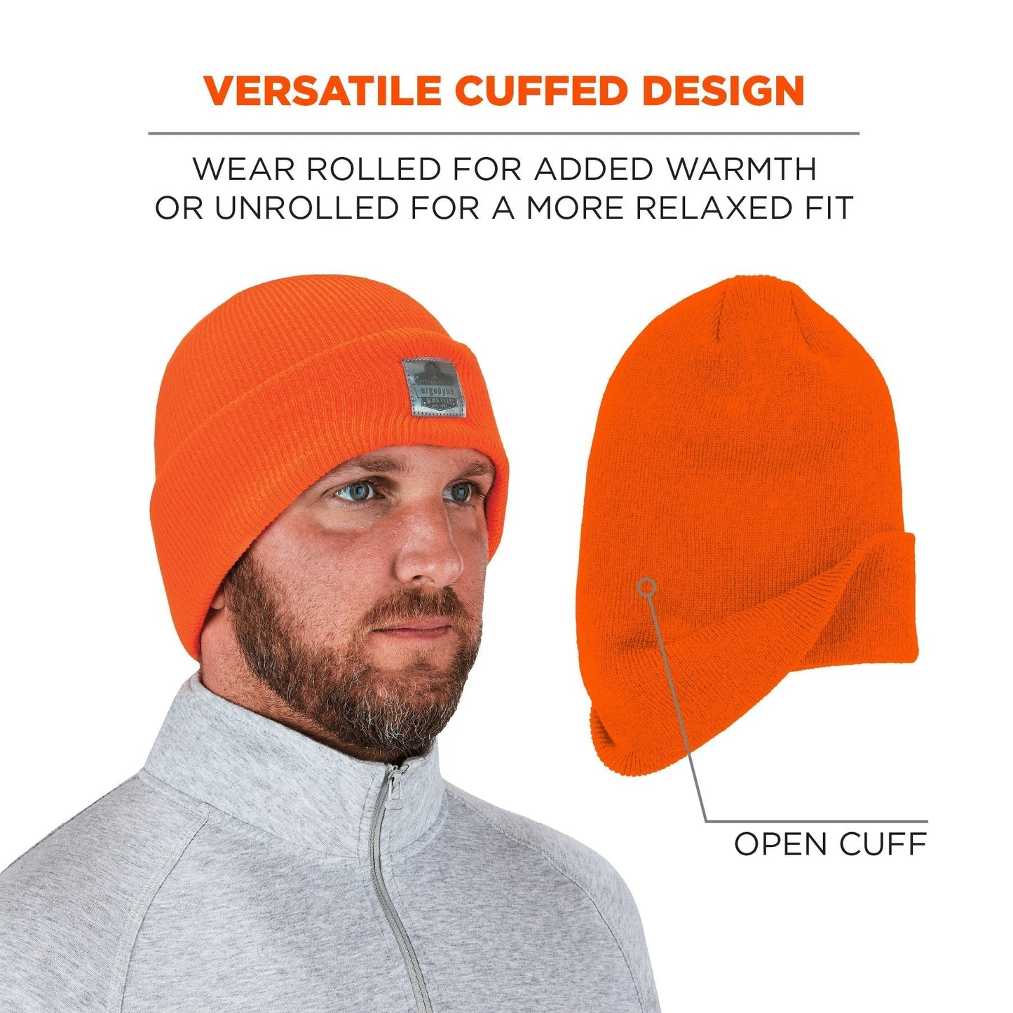 Black Knit Caps - Ergodyne - Warm Cuffed Beanie - Stylish Fit