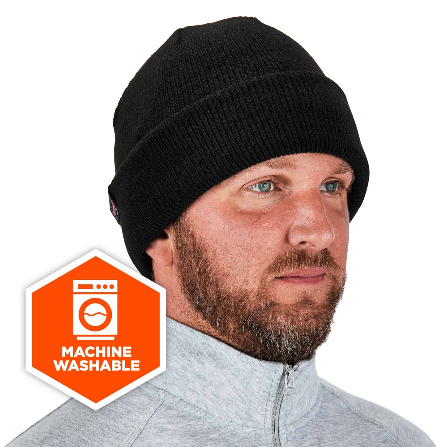 Black Knit Cap - Ergodyne - Warm Ribbed Beanie Hat