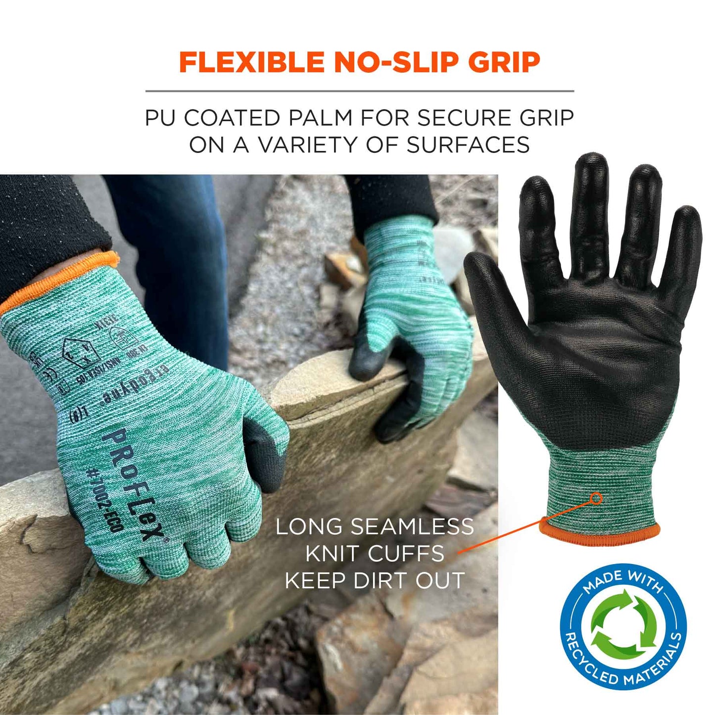 Green String Knit Gloves - Ergodyne - Recycled PU