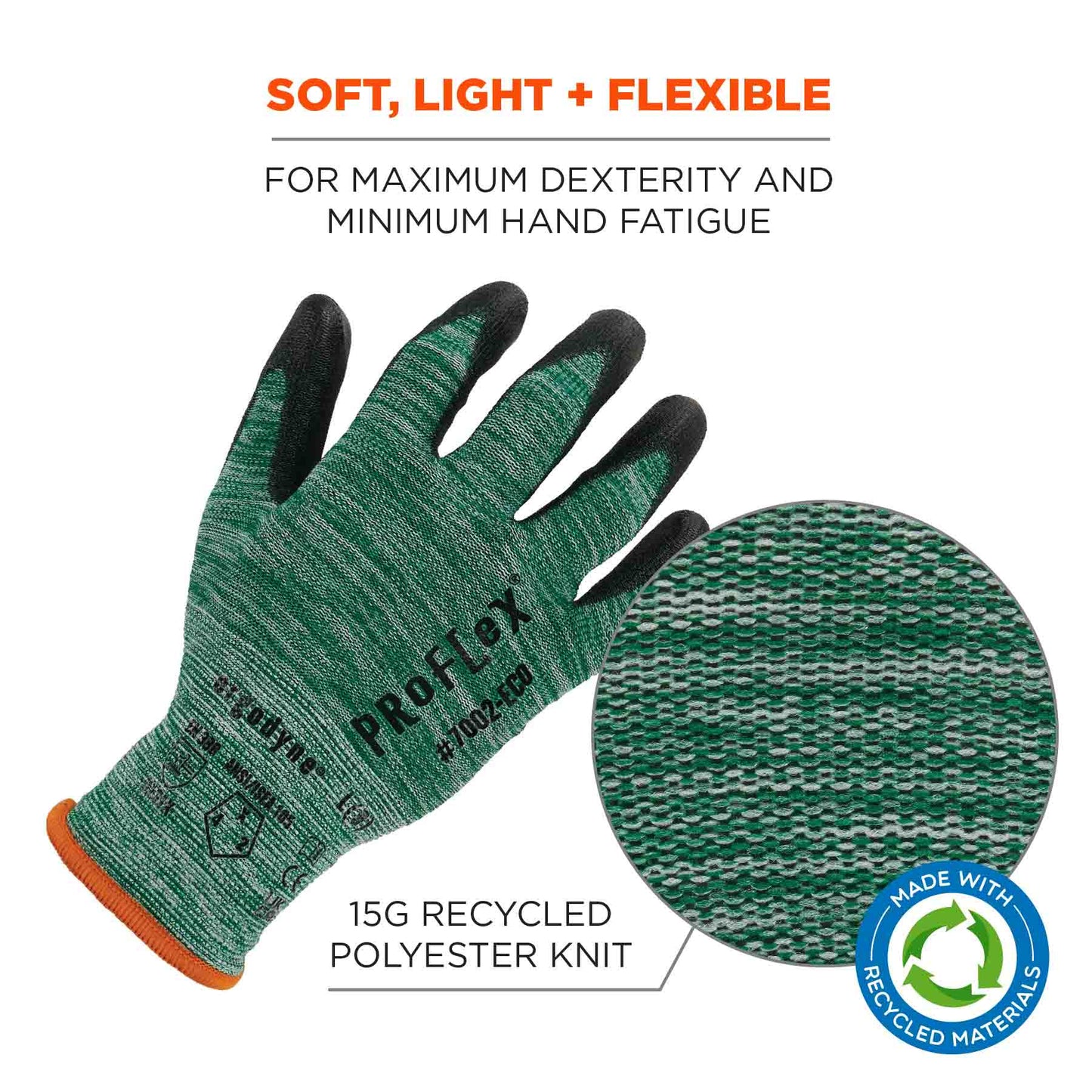 Green String Knit Gloves - Ergodyne - Recycled PU