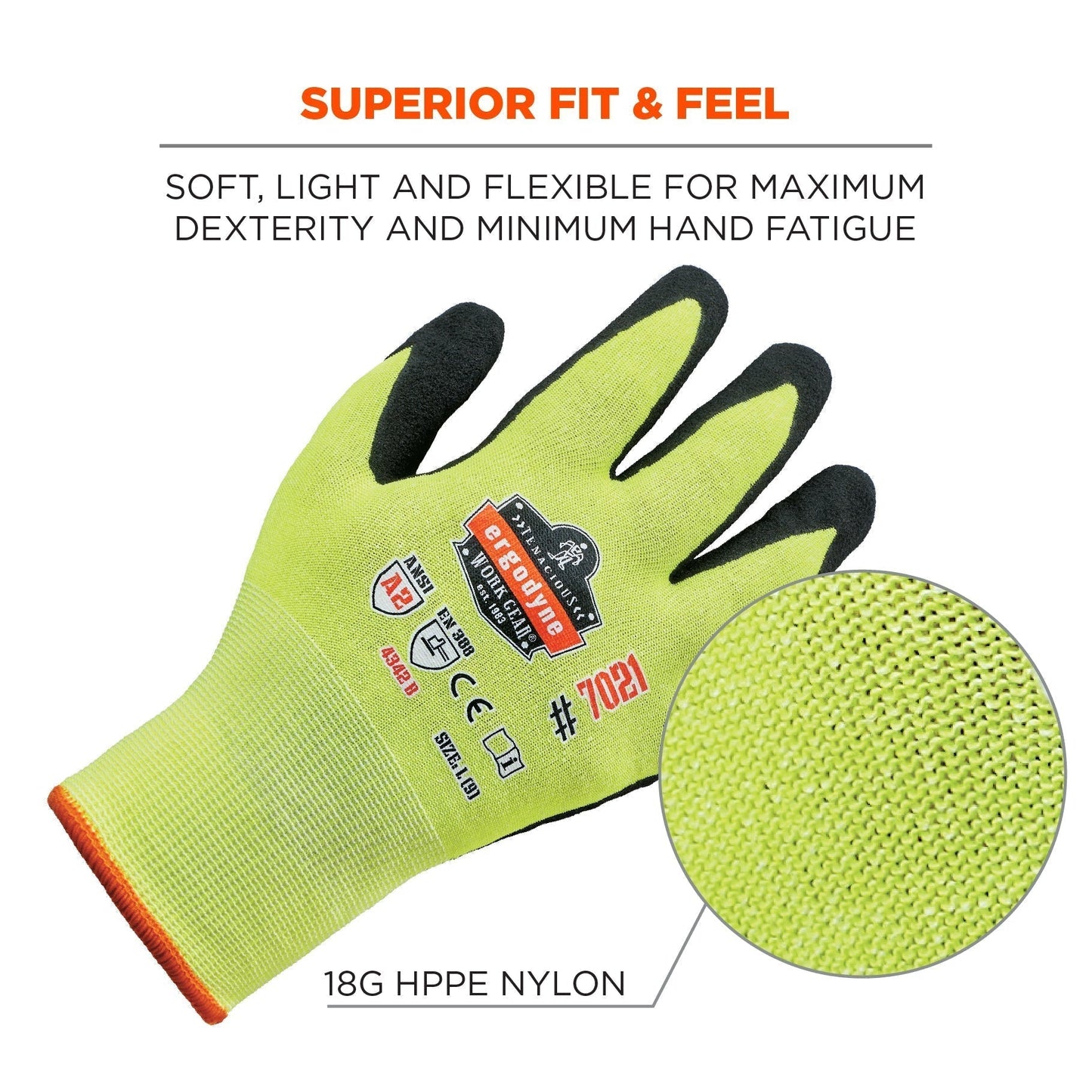 Green String Knit Gloves - Ergodyne - Nitrile-Coated