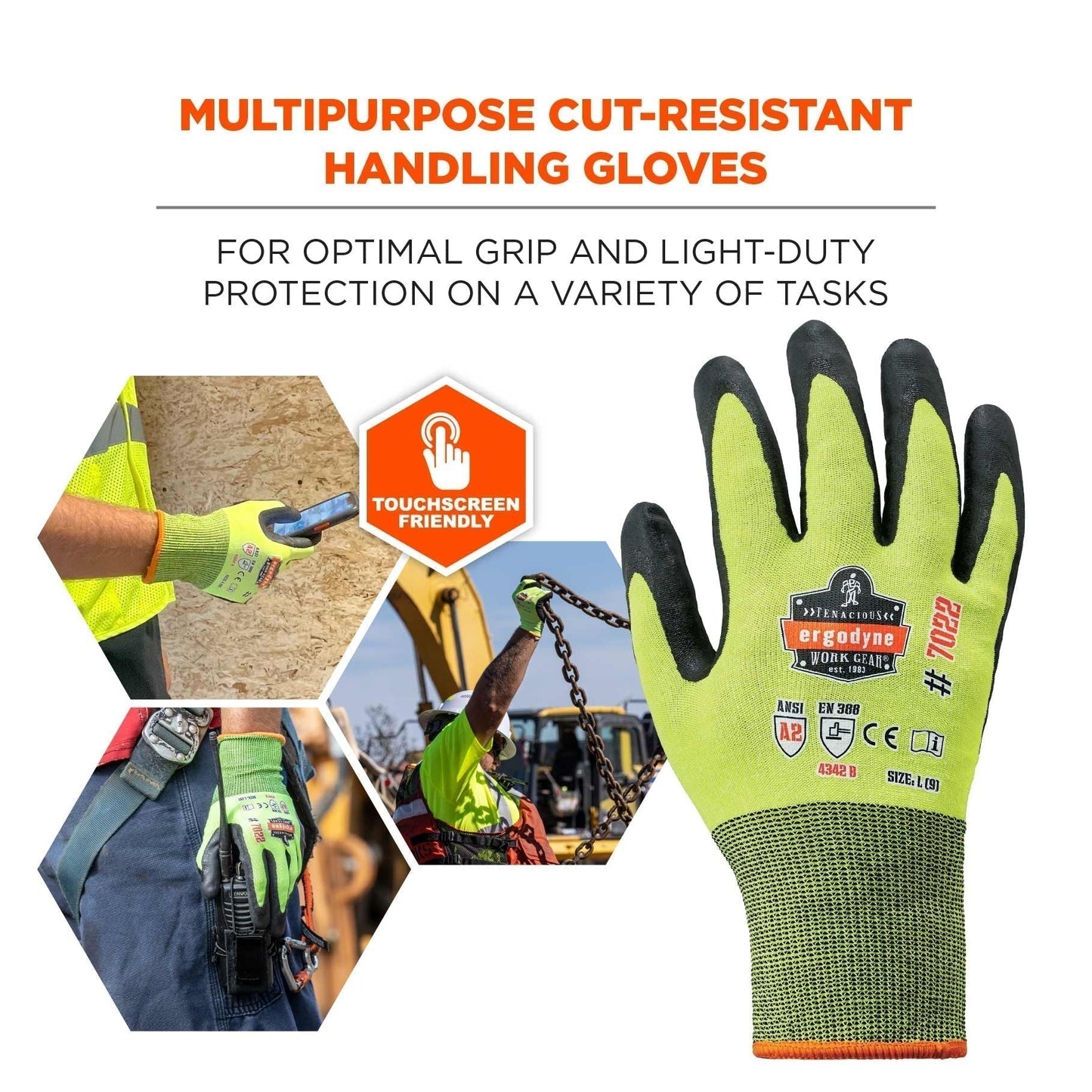 Green String Knit Gloves - Ergodyne - Cut Resistant Nitrile