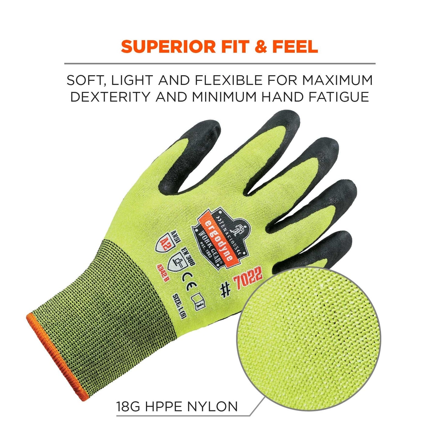 Green String Knit Gloves - Ergodyne - Cut Resistant Nitrile