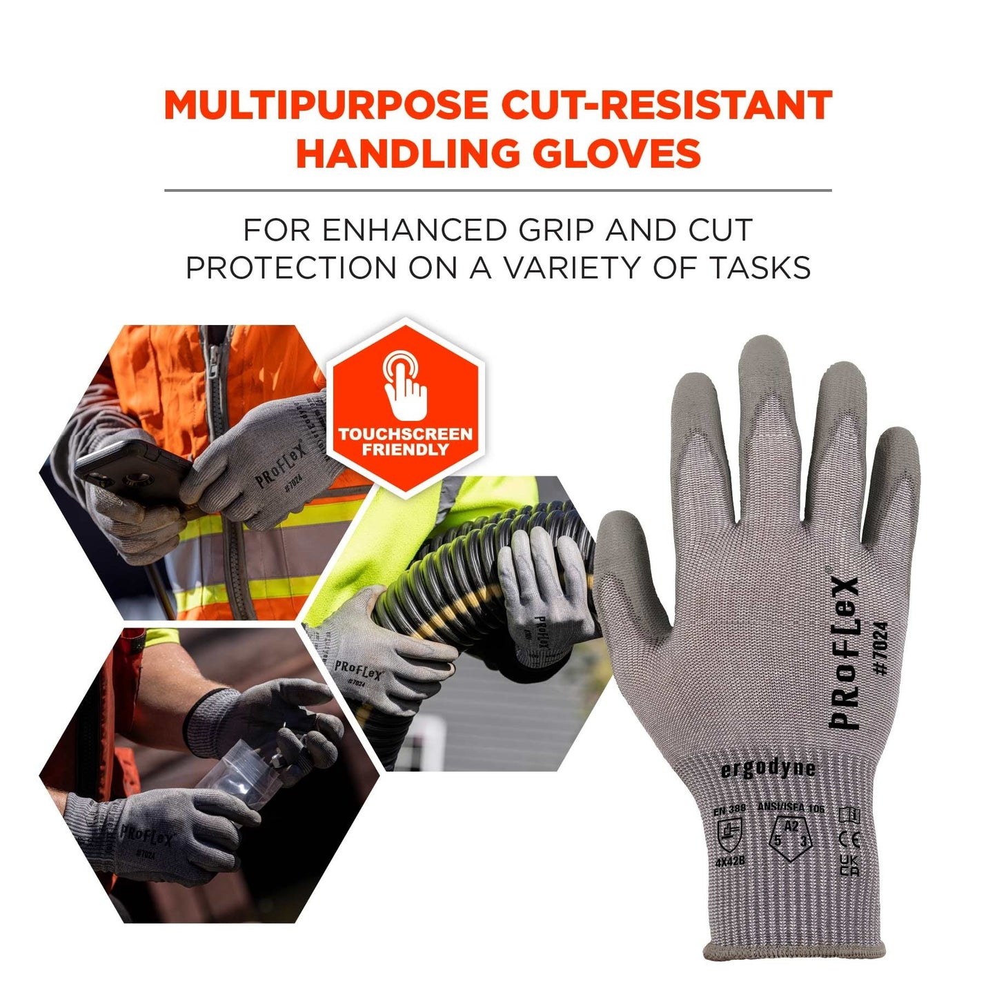 Gray String Knit Gloves - Ergodyne - Cut Resistant