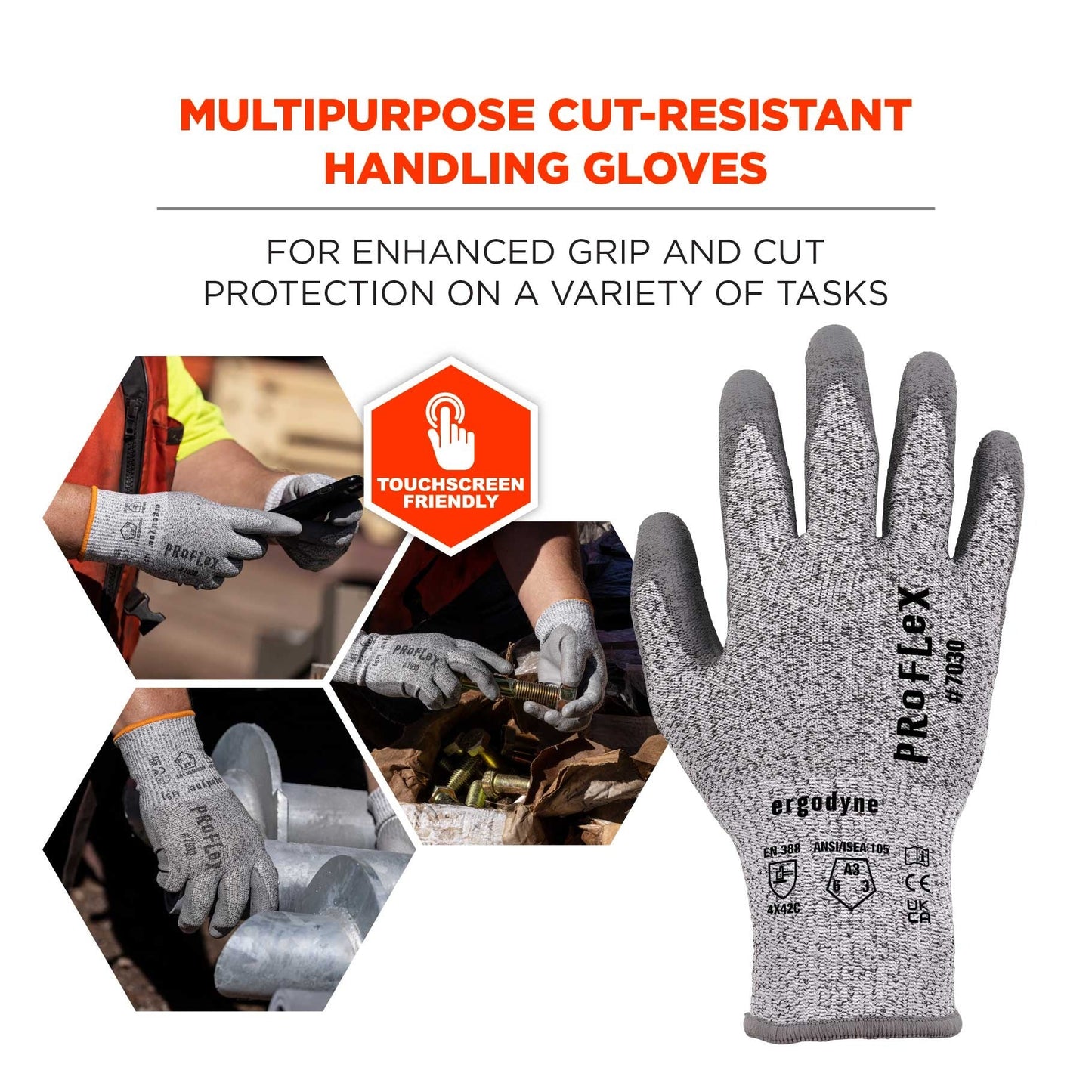Gray Cut Resistant Gloves - Ergodyne - Flexible Grip