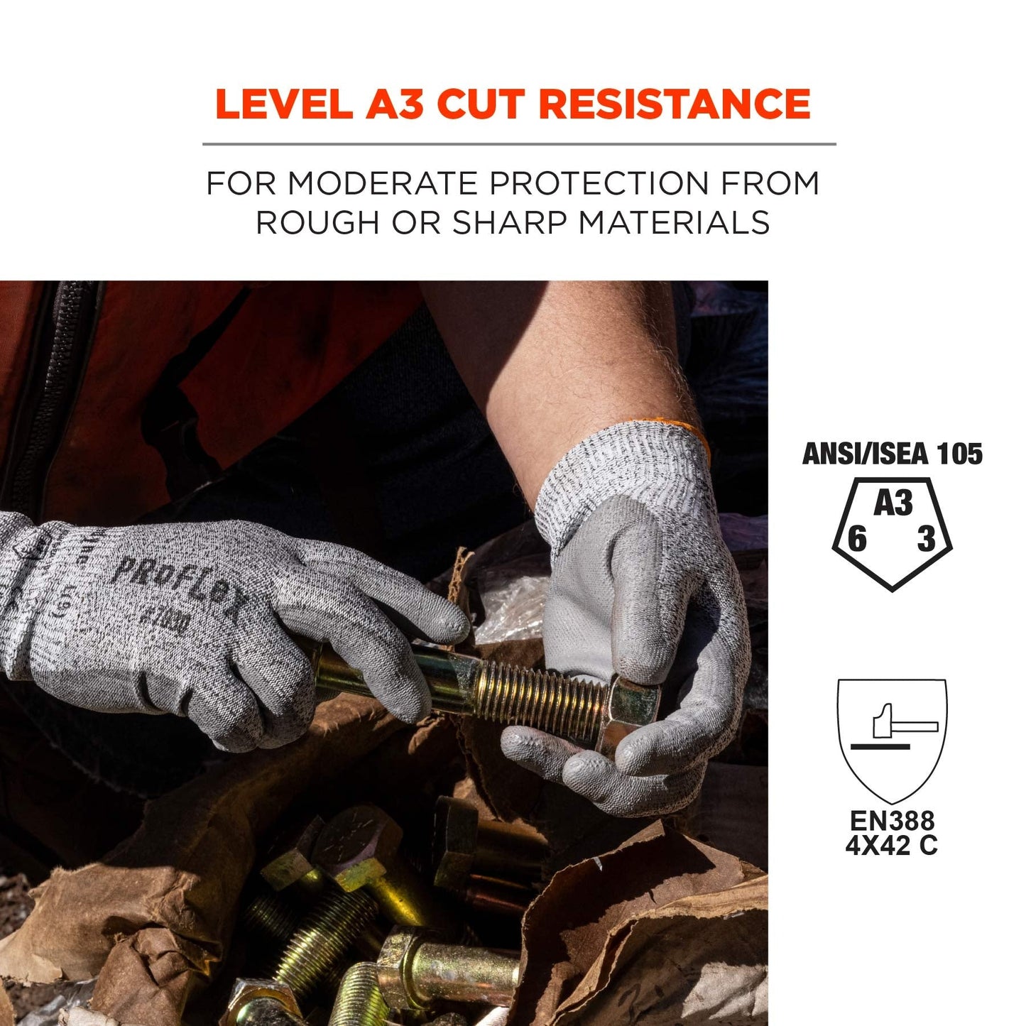 Gray Cut Resistant Gloves - Ergodyne - Flexible Grip