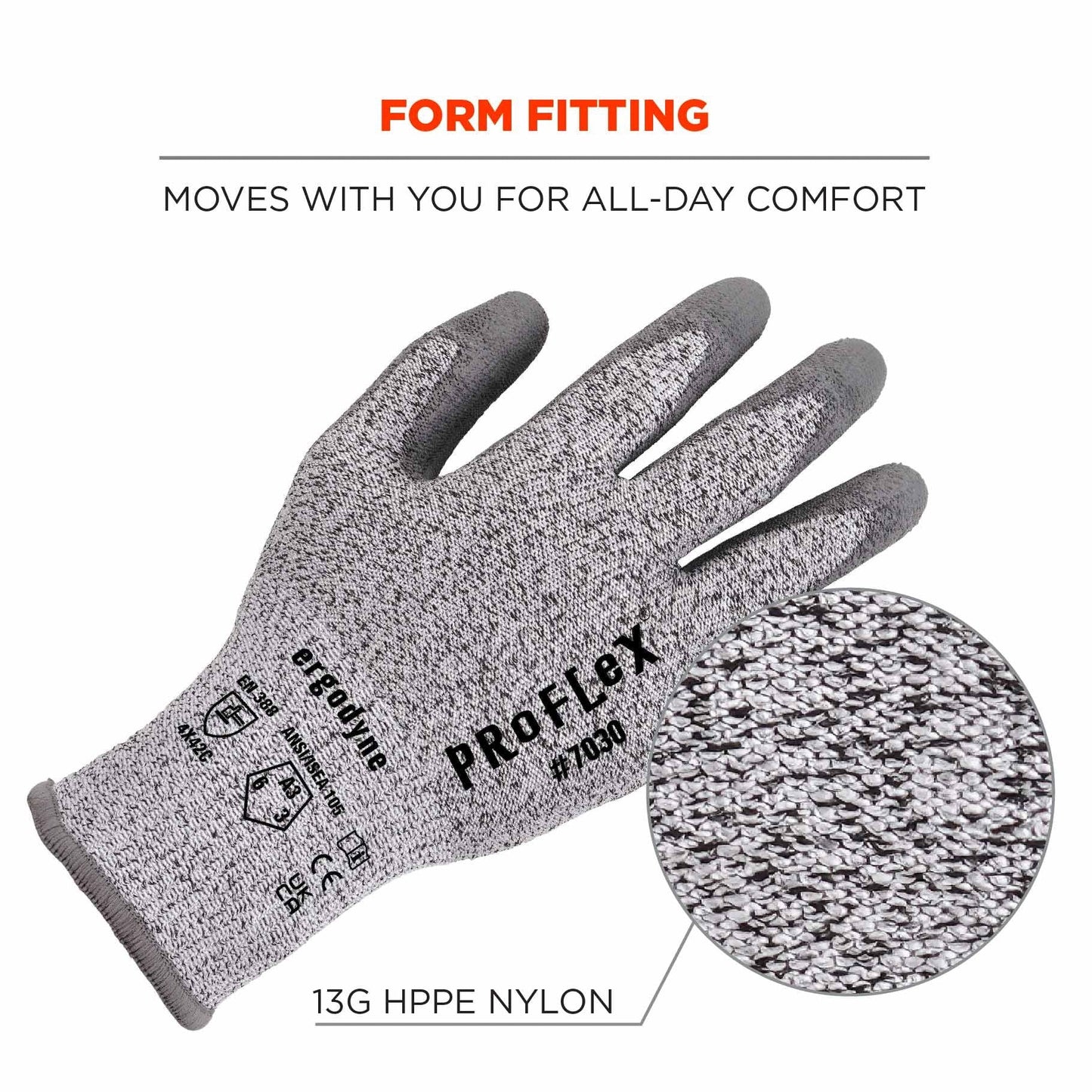 Gray Cut Resistant Gloves - Ergodyne - Flexible Grip