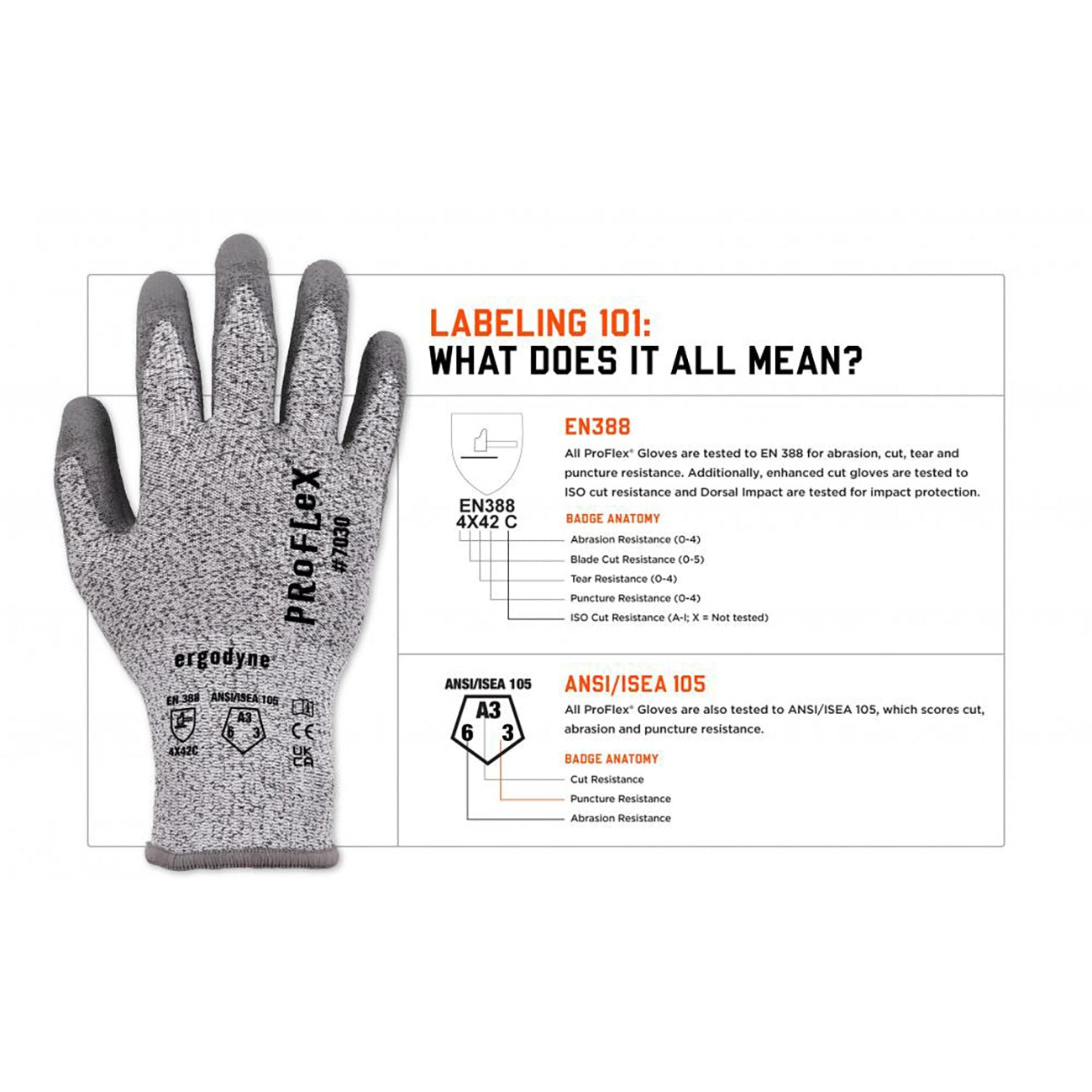 Gray Cut Resistant Gloves - Ergodyne - Flexible Grip