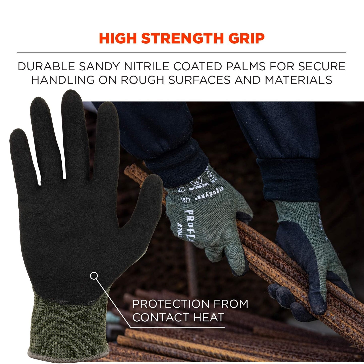 Green String Knit Gloves - Ergodyne - Nitrile Coated