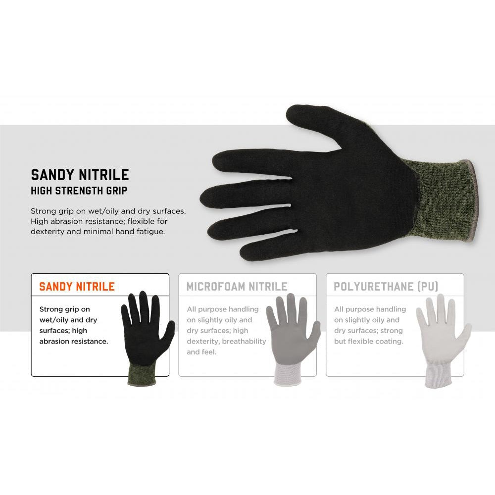 Green String Knit Gloves - Ergodyne - Nitrile Coated