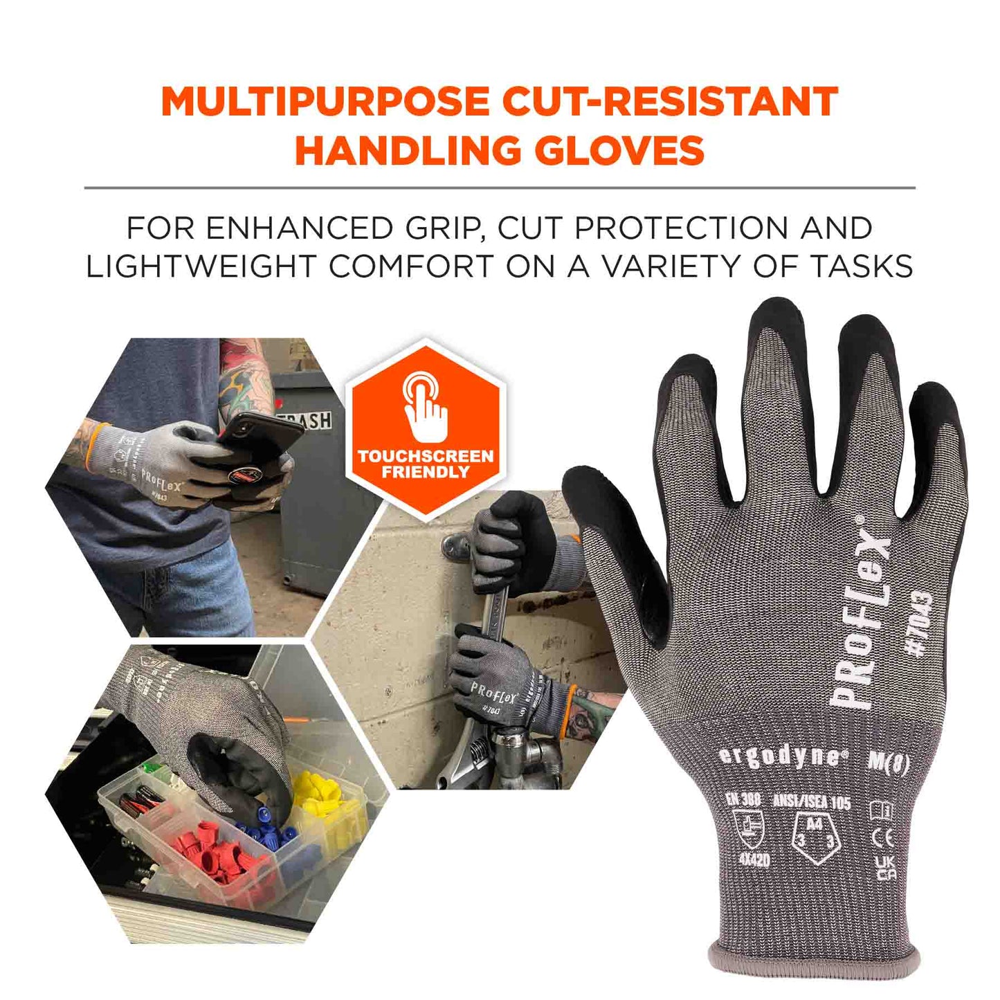 Gray String Knit Gloves - Ergodyne - Nitrile Coated