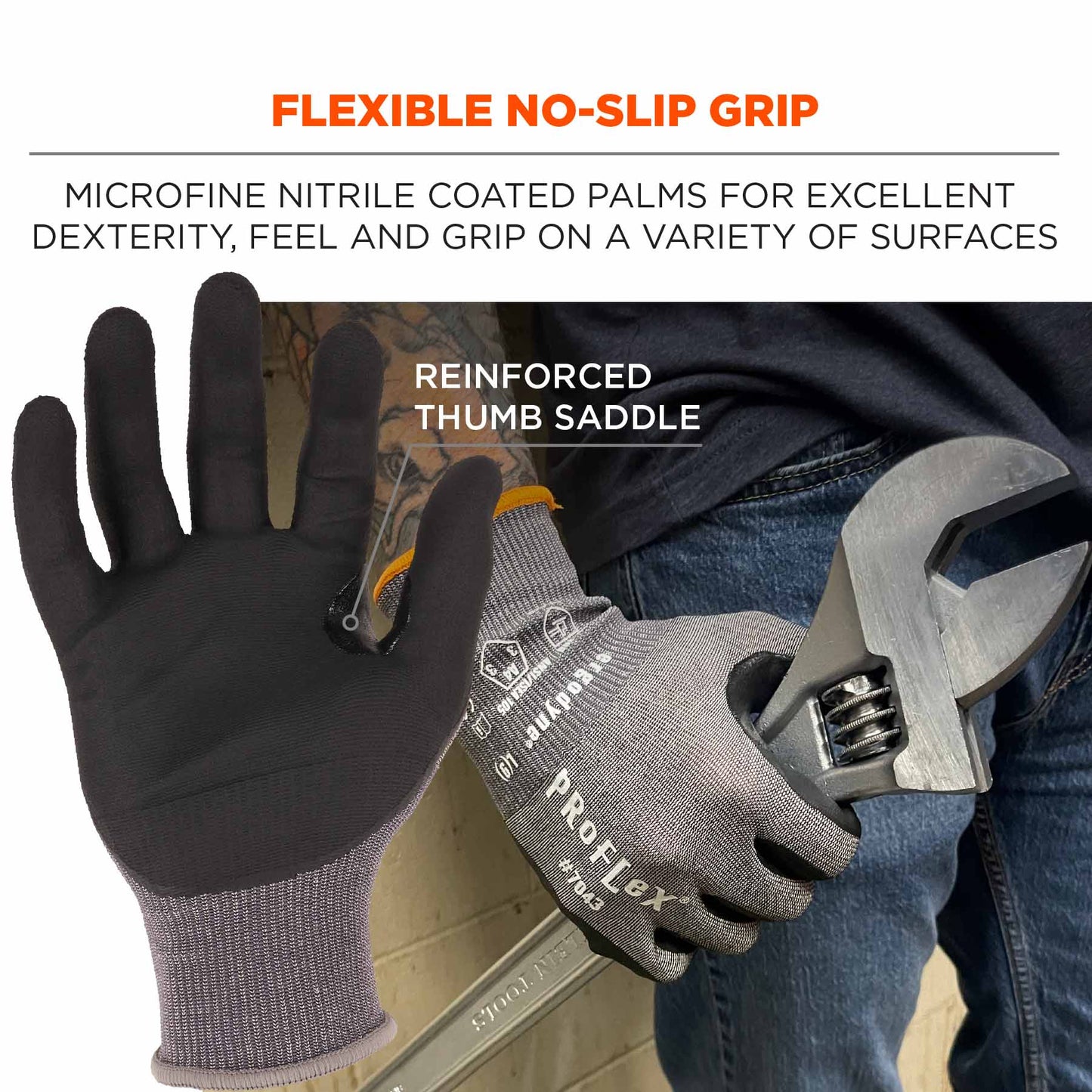 Gray String Knit Gloves - Ergodyne - Nitrile Coated