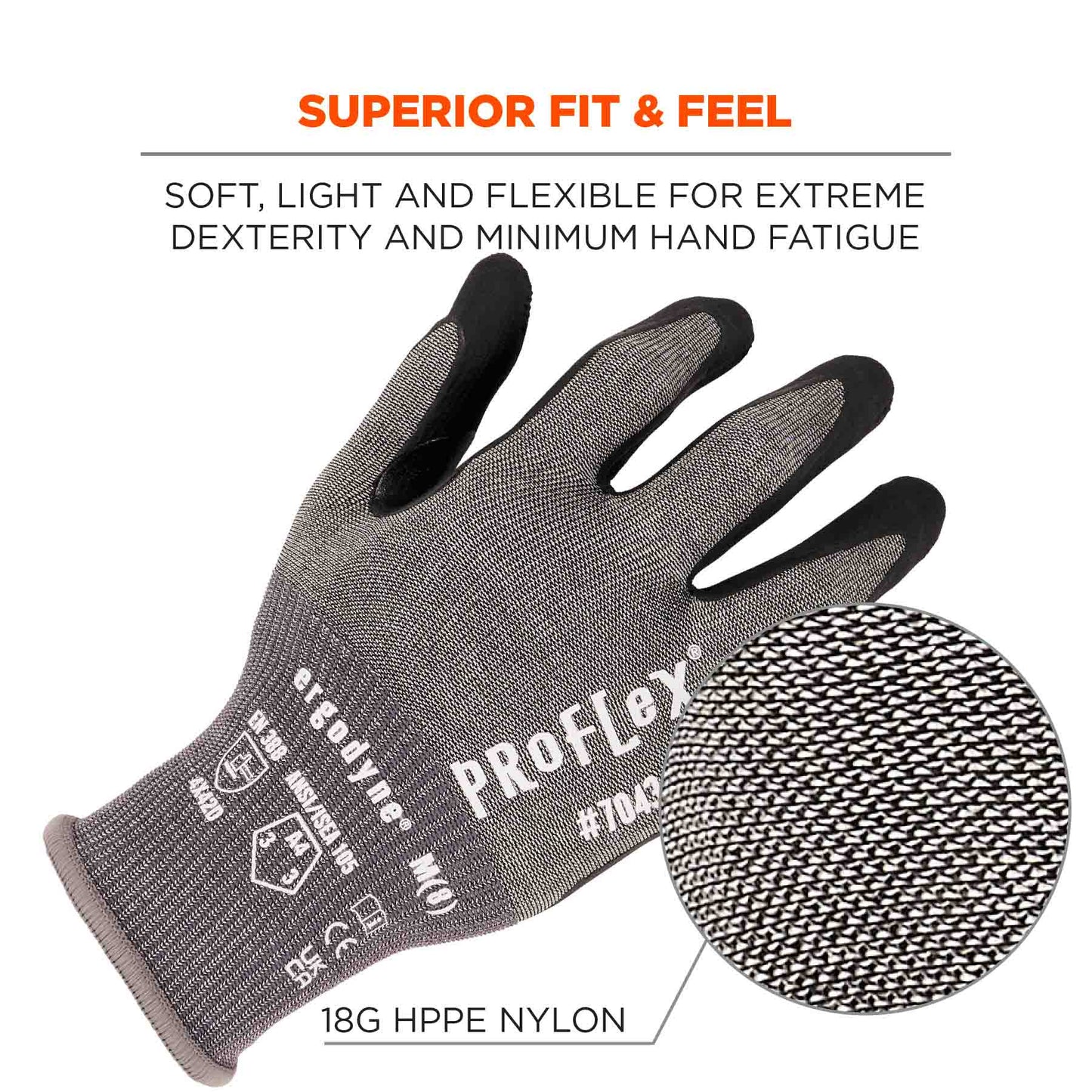 Gray String Knit Gloves - Ergodyne - Nitrile Coated