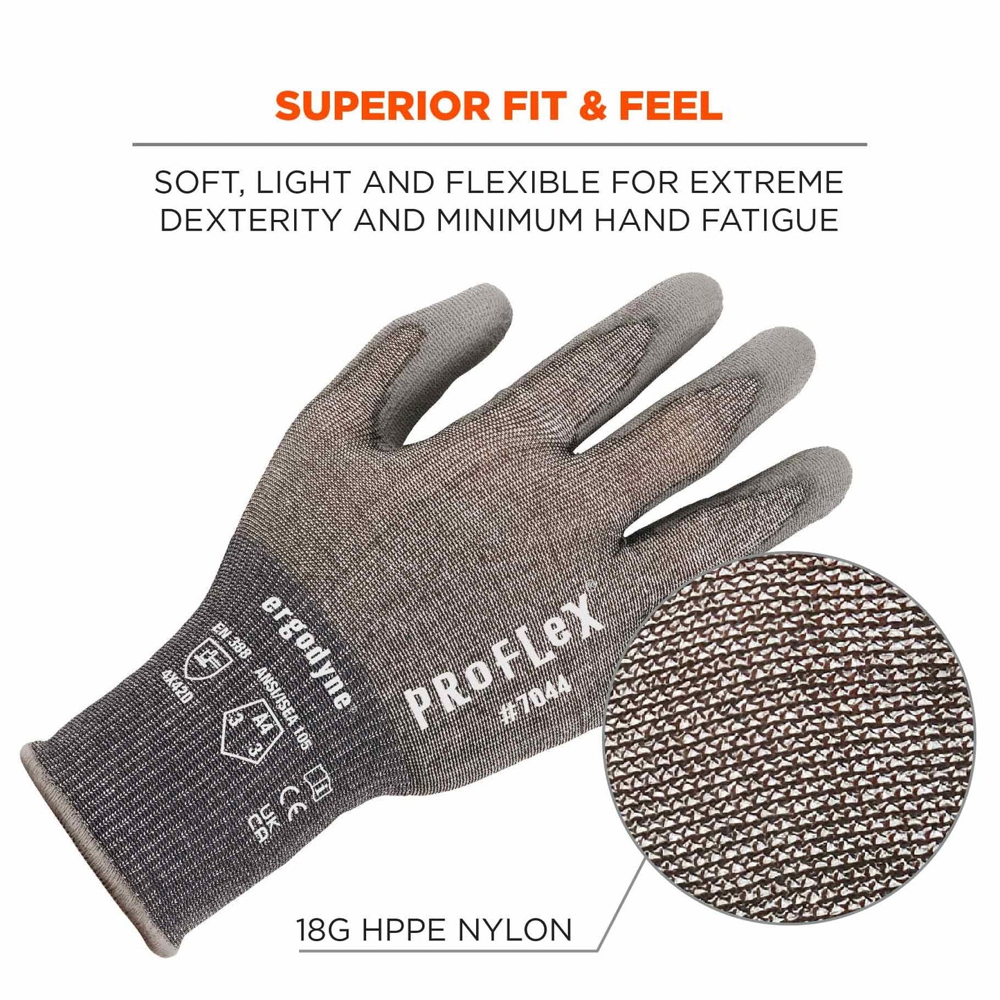 Gray String Knit Gloves - Ergodyne - Flexible Fit