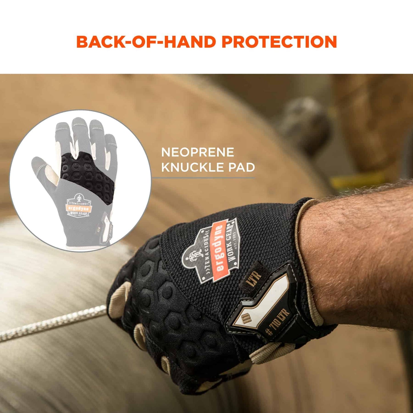 Black Performance Gloves - Ergodyne - Heavy-Duty Leather