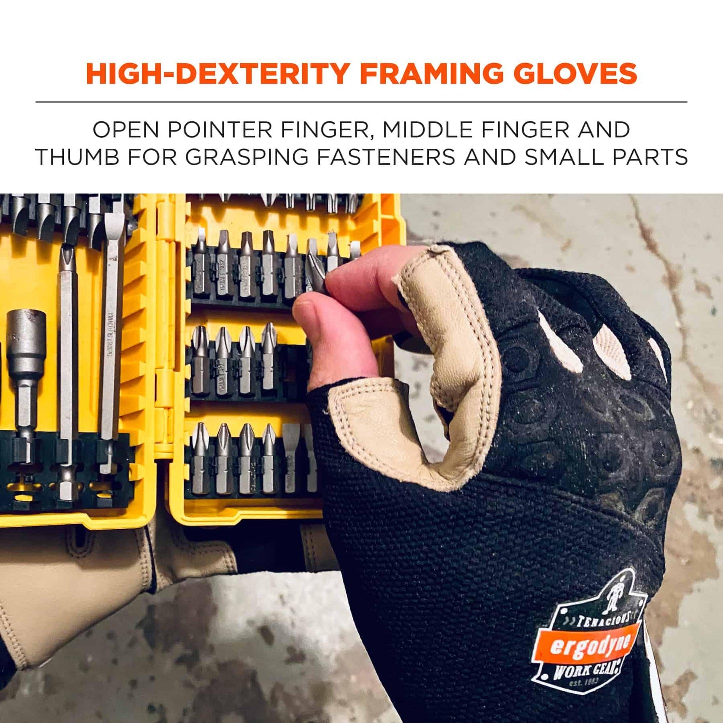 Black Performance Gloves - Ergodyne - Heavy-Duty Leather