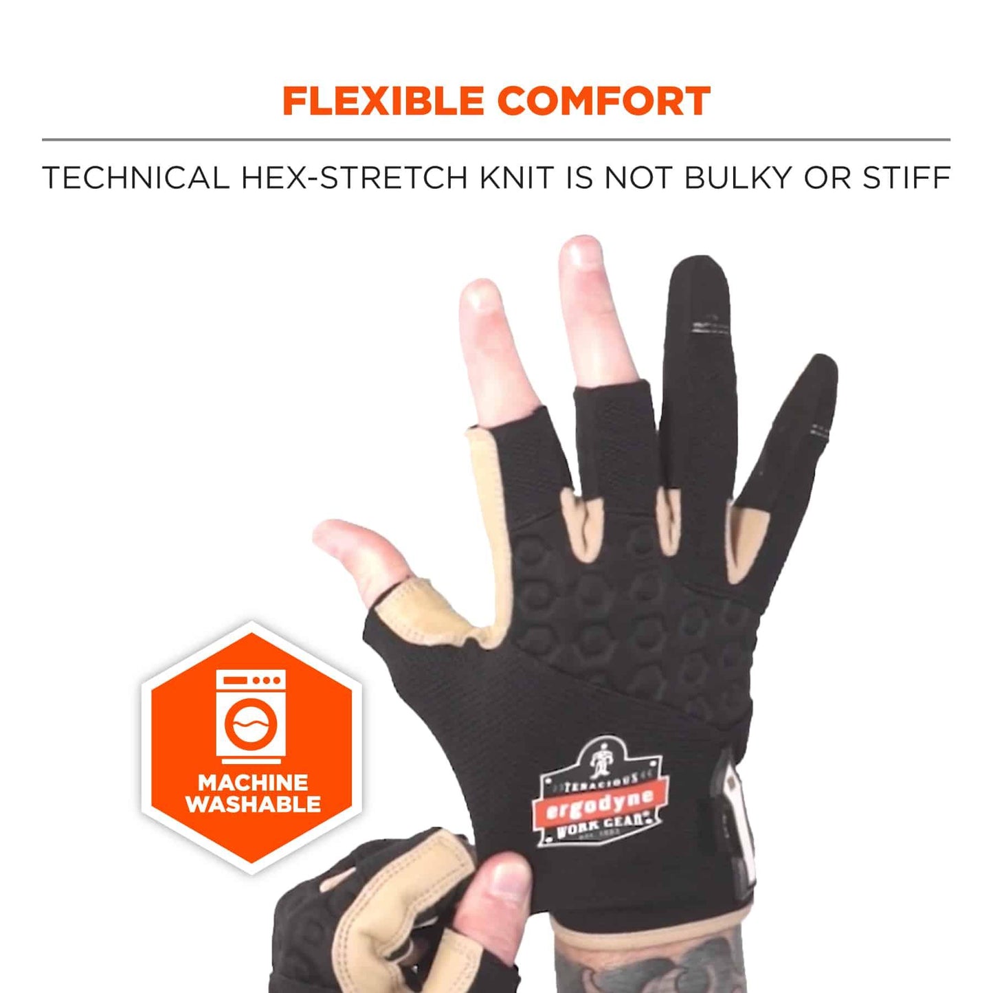 Black Performance Gloves - Ergodyne - Heavy-Duty Leather