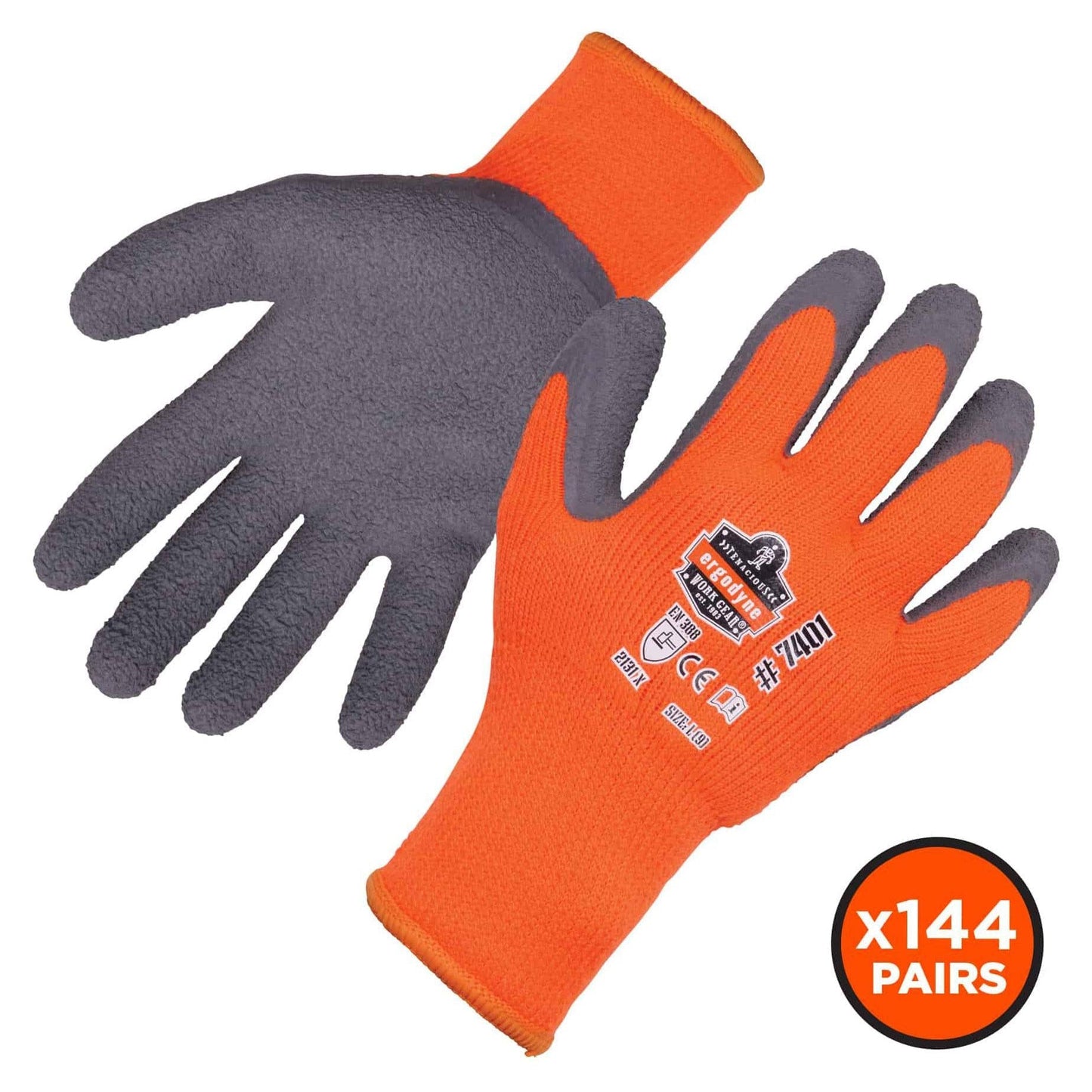 Orange Knit Gloves - Ergodyne - Latex Coated Winter