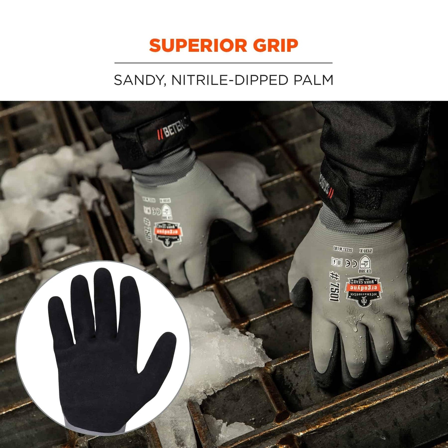 Gray Warm Knit Gloves - Ergodyne - Waterproof Grip